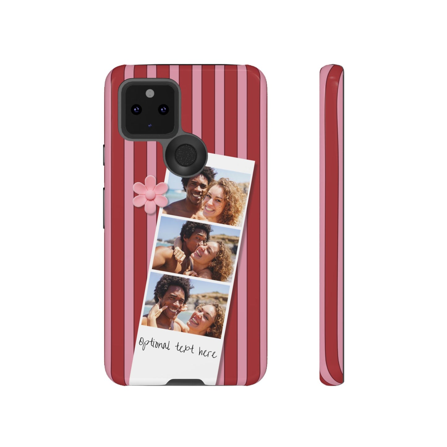 Customisable Three Photo Personalised Collage Tough Phone Case for Apple iPhone, Samsung Galaxy and Google Pixel.