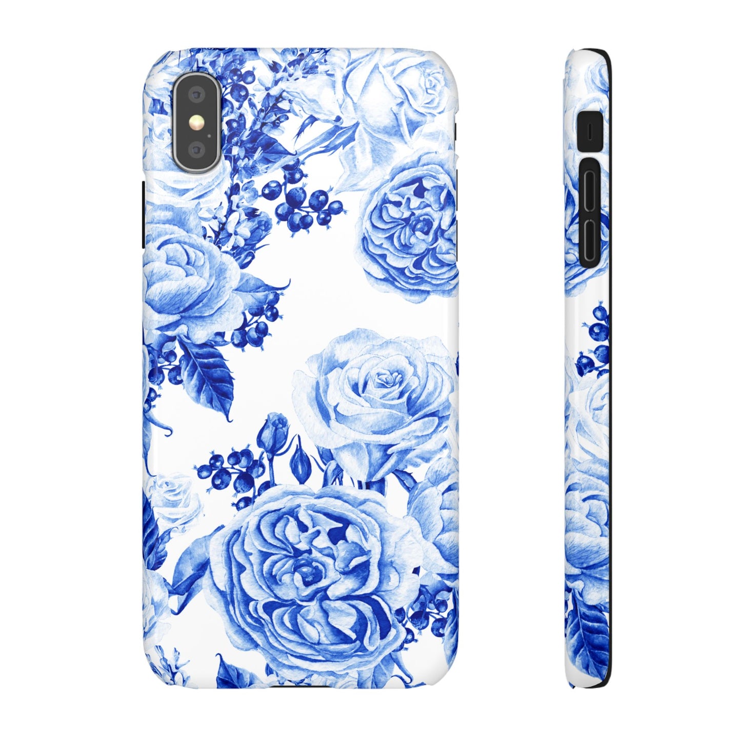 Blue Porcelain Floral Snap Phone Case — Vintage Rose Pattern