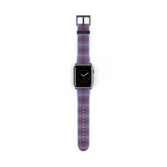 Apple Watch band in blue and red plaid, classic tartan strap, preppy style, perfect everyday band for men and women