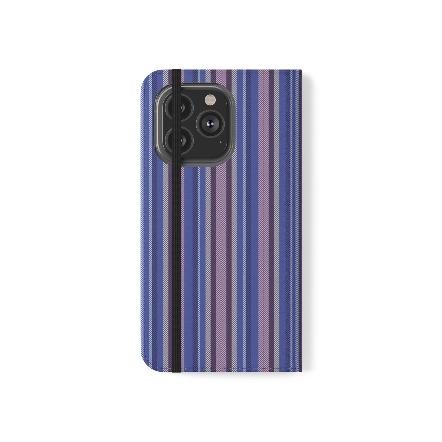 Striped Blue Flip Phone Case — Wallet Folio Phone Cover