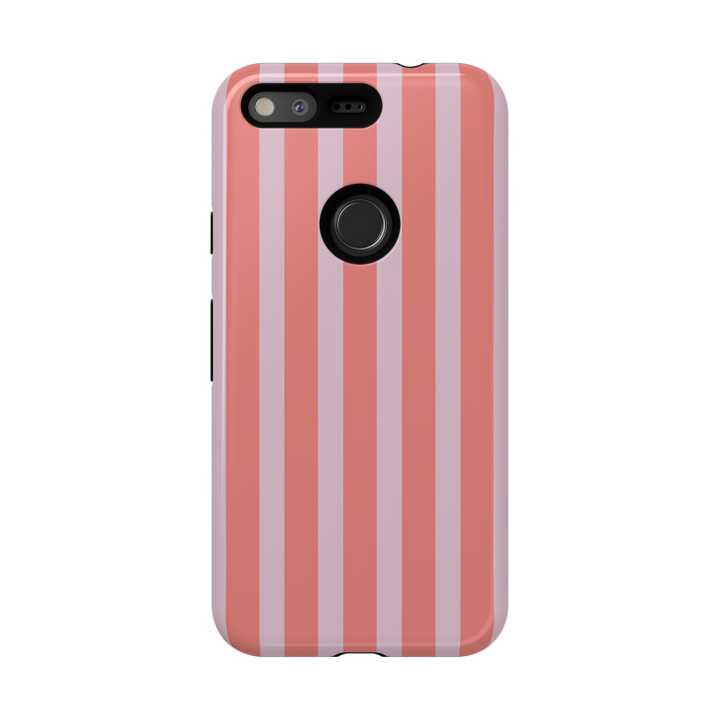 Pink Striped Tough Phone Case — Durable Protective Cover