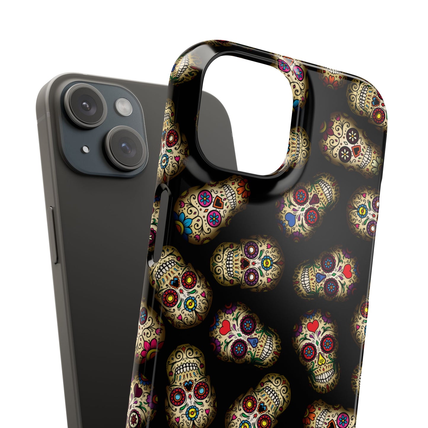 Sugar Skull — Day of the Dead Floral Slim Case for Apple iPhone, Samsung Galaxy and Google Pixel.