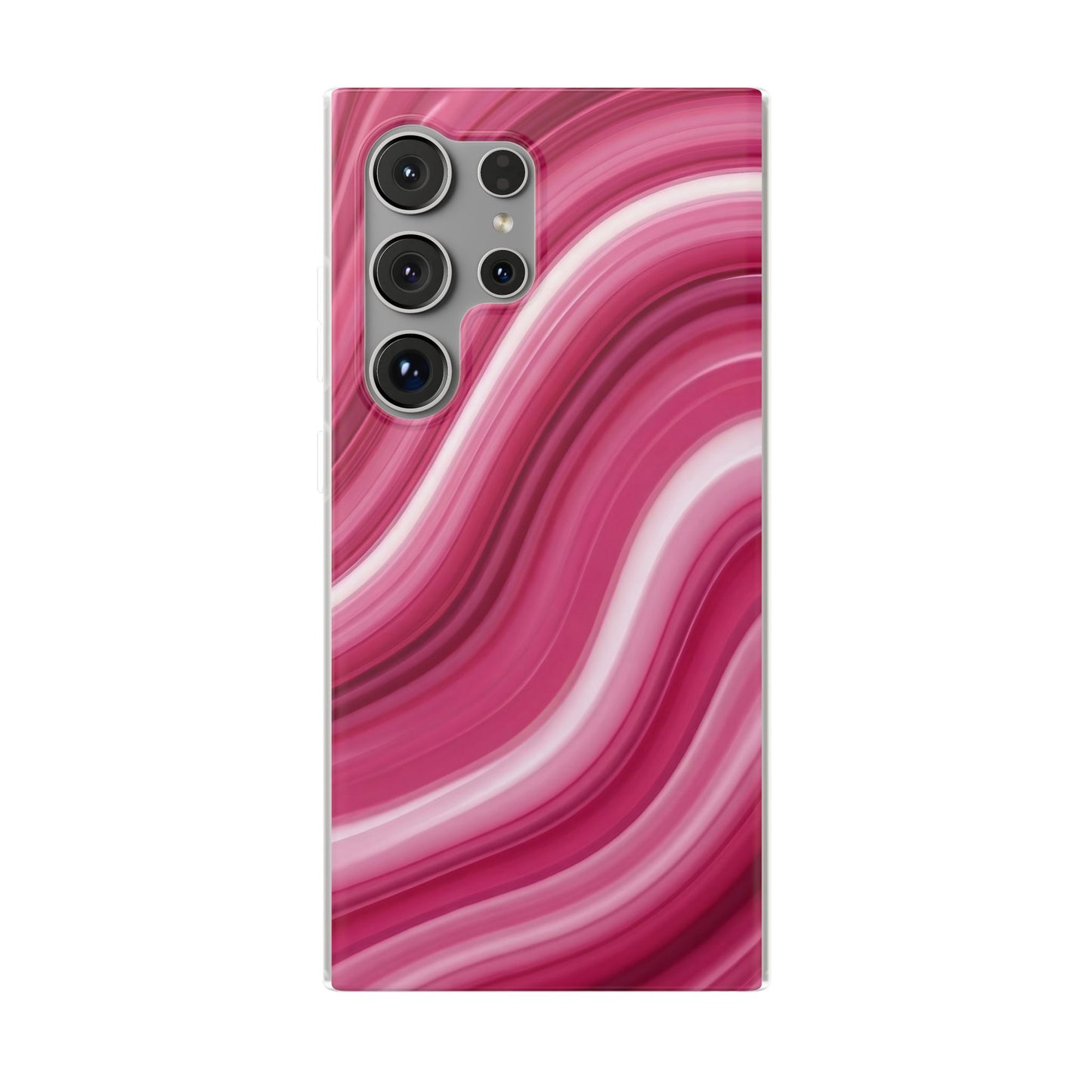 Pink Marble Wave Phone Case — Abstract Swirl Flexi Case for Apple iPhone, Samsung Galaxy.