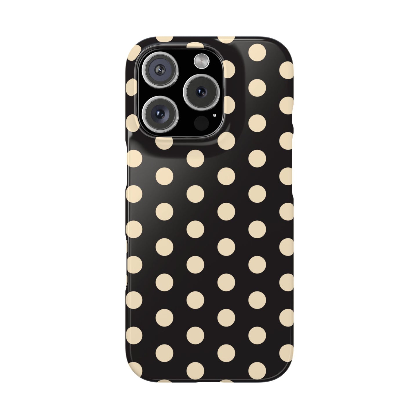 Polka Dot Snap Phone Case — Classic Black & Cream Retro Dots