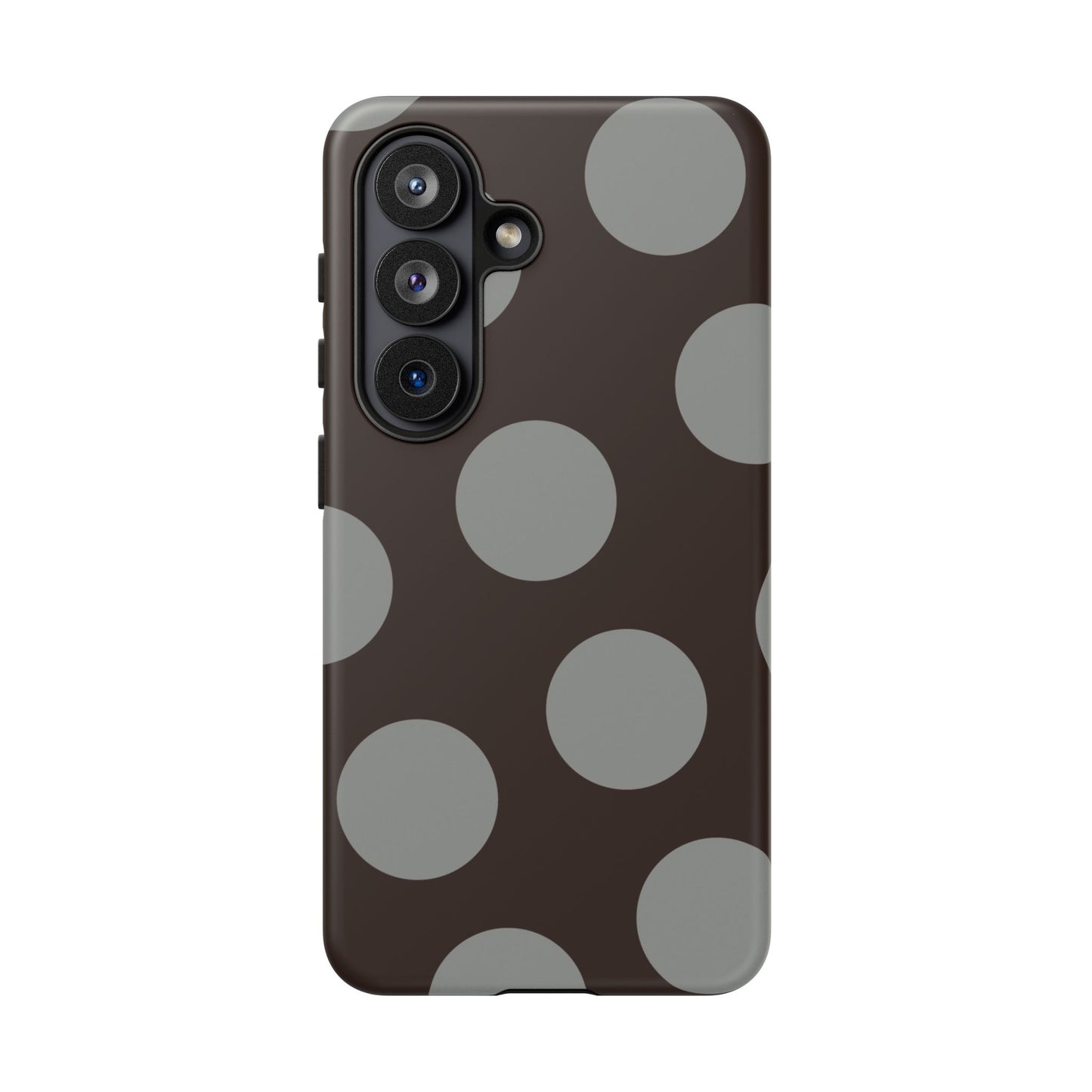 Polka Dot Tough Phone Case – Brown & Gray Retro Dot Protective Cover