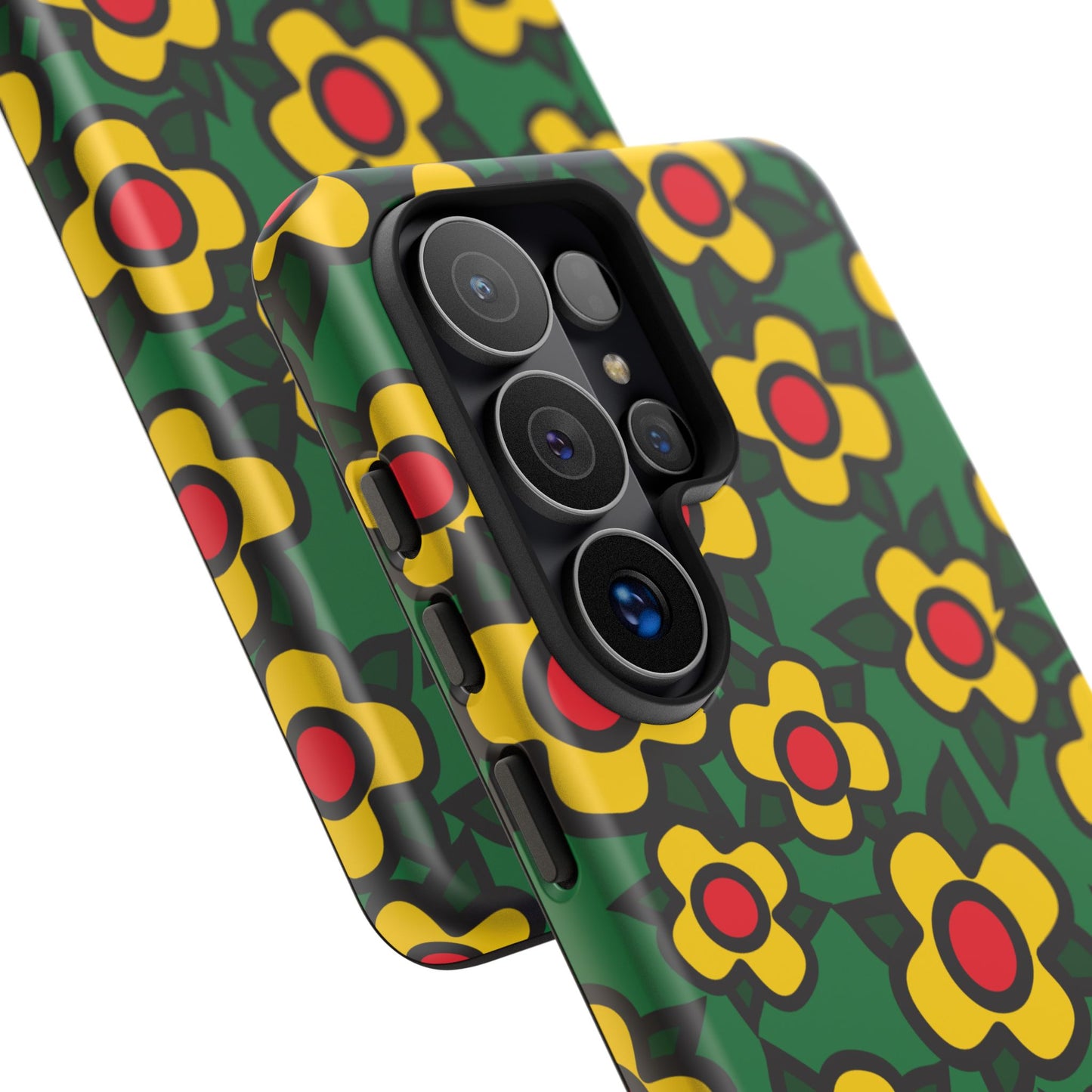 Floral Pop Tough Phone Case — Retro Yellow Red Flower Pattern