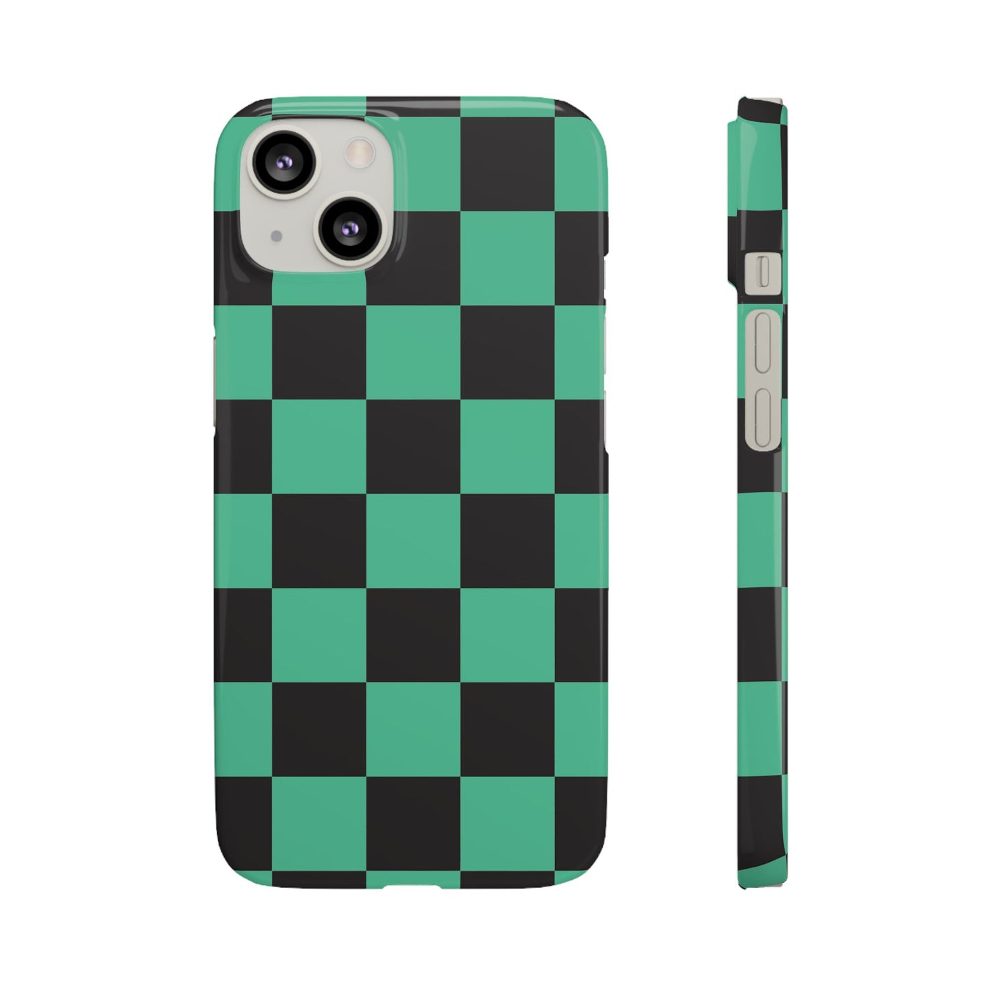 Checkered Teal Snap Case — Black & Teal Phone Cover