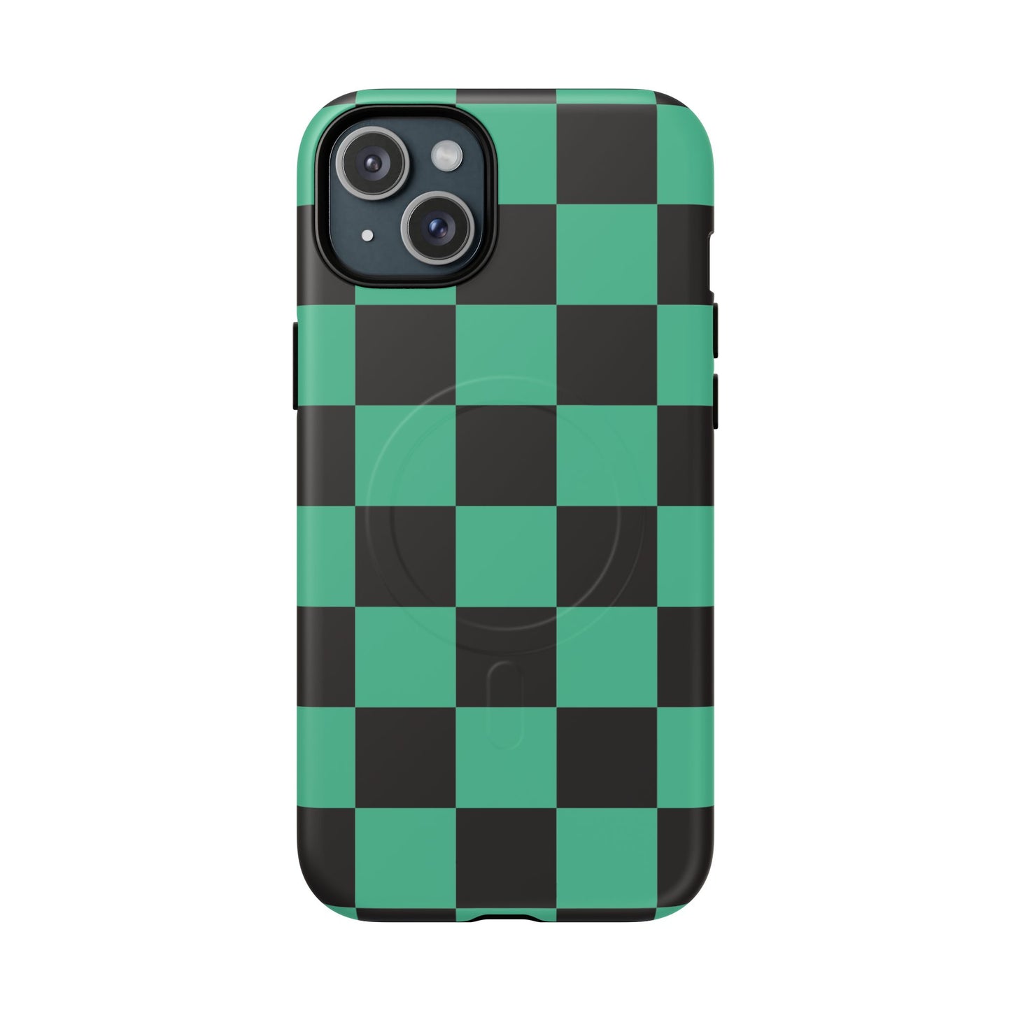 Tanjiro Magnetic Phone Case — Green and Black Chequered Tough Protective MagSafe Case