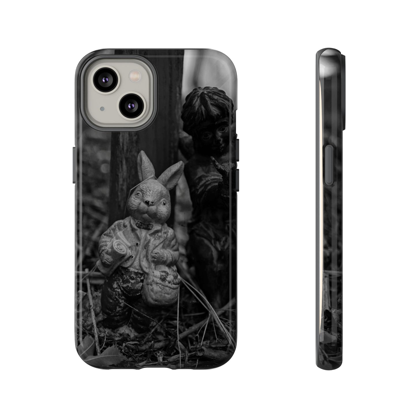 Vintage Gothic Bunny Tough Phone Case — Dark Garden Statue Protective Cover