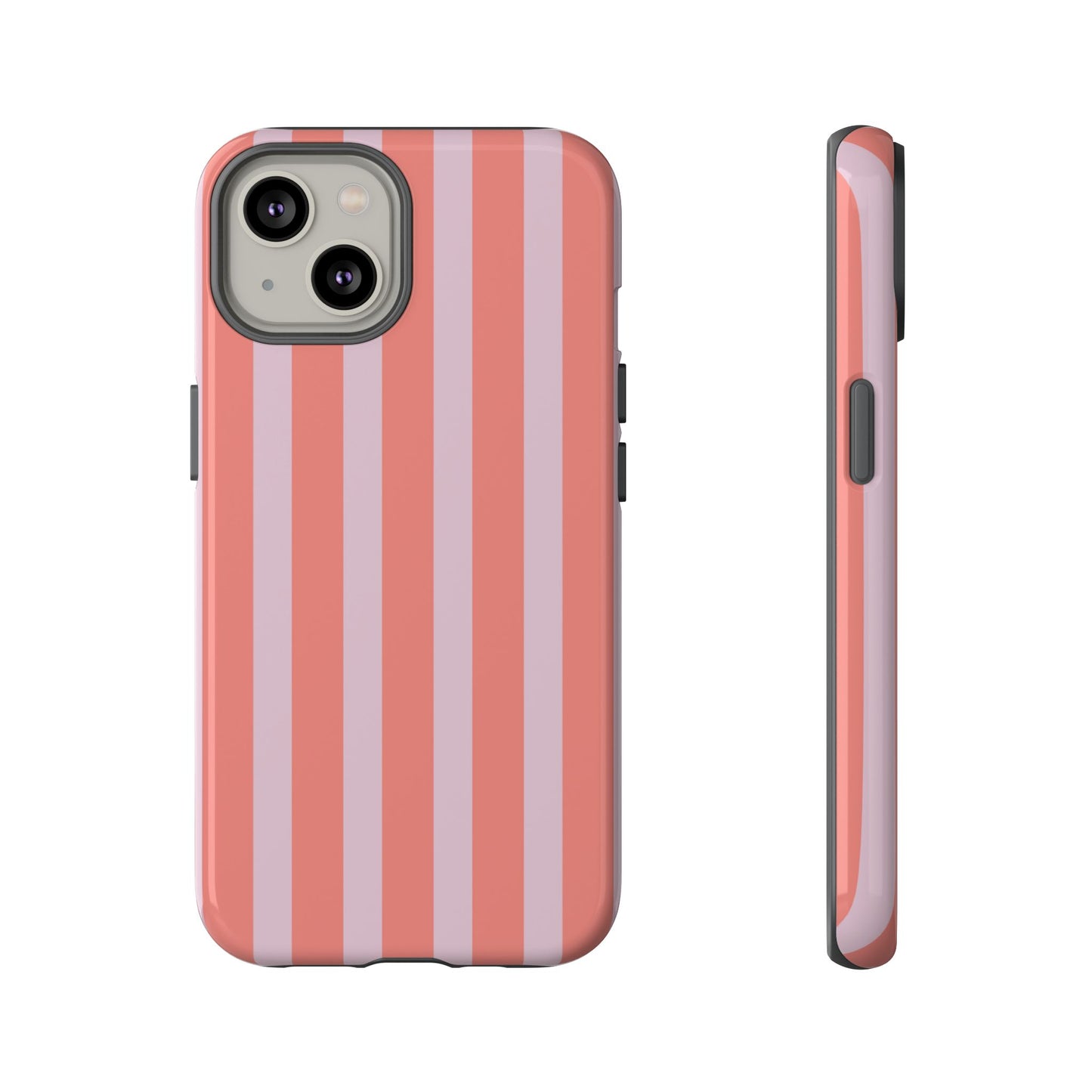 Pink Striped Tough Phone Case — Durable Protective Cover