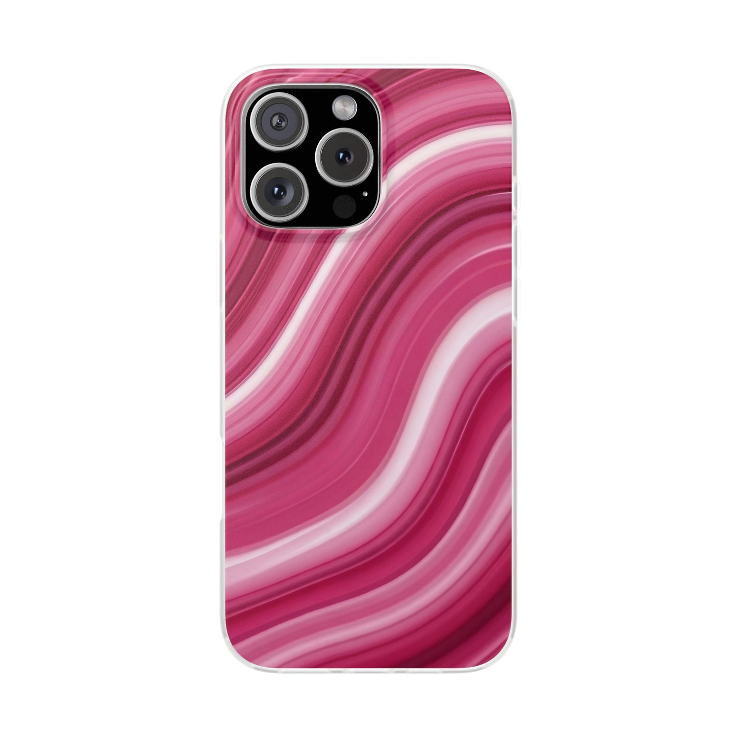 Pink Marble Wave Phone Case — Abstract Swirl Flexi Case for Apple iPhone, Samsung Galaxy.