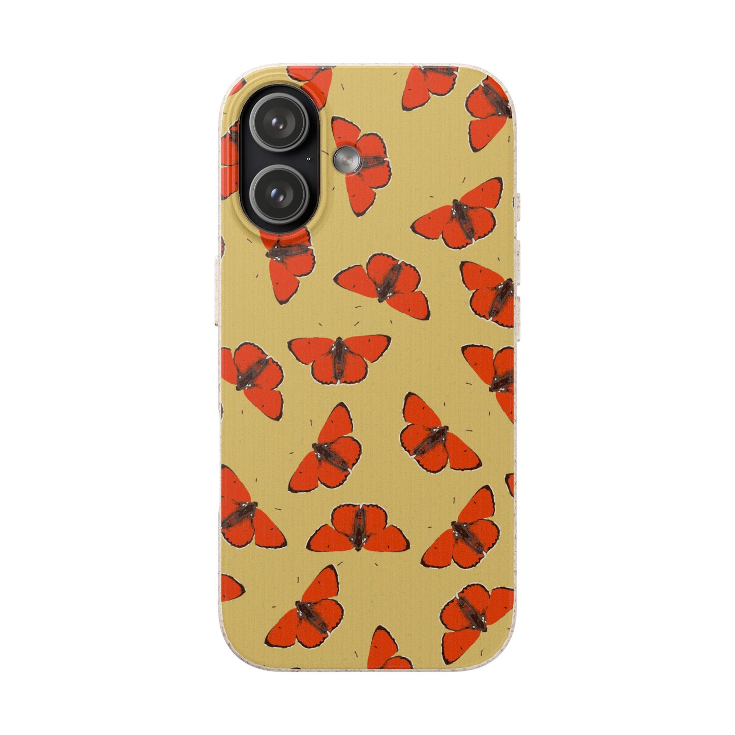 Biodegradable Retro Red Butterfly Pattern Phone Case for Apple iPhone and Samsung Galaxy.
