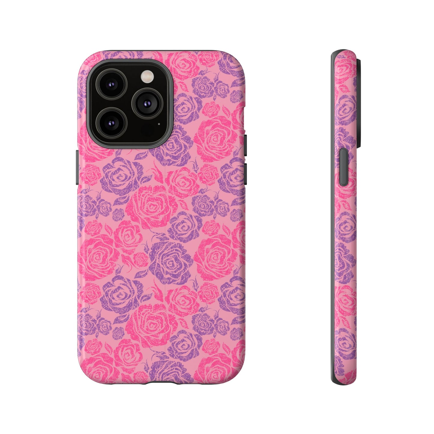 Pink & Lavender Rose Pattern Tough Phone Case