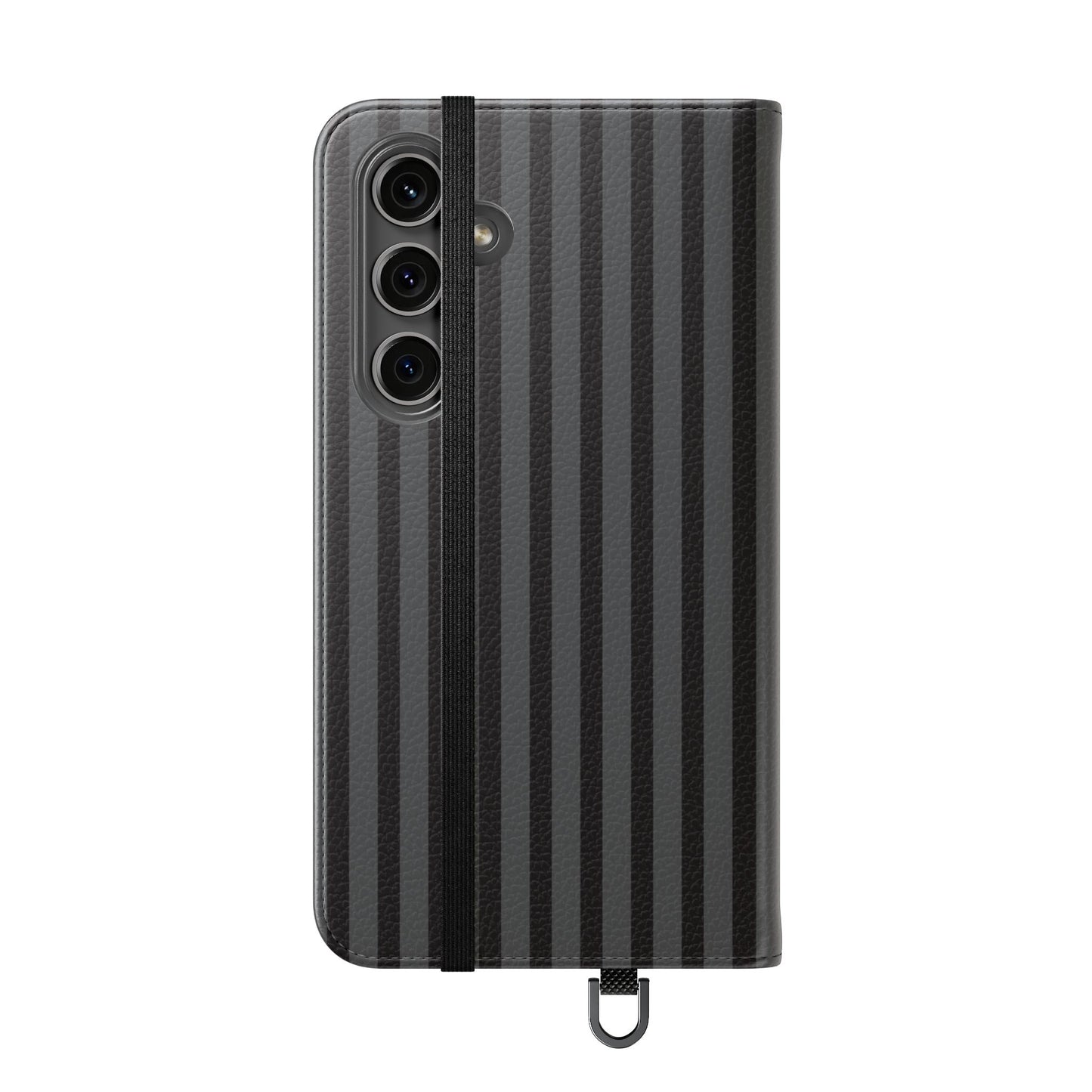 Striped Gray Flip Phone Case — Wallet Flip Case with Card Slots