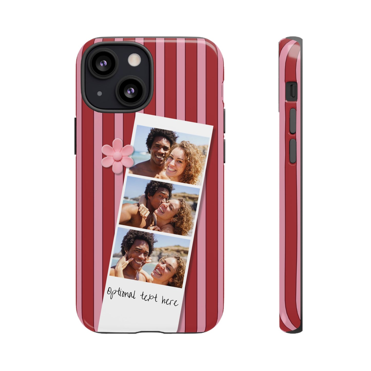 Customisable Three Photo Personalised Collage Tough Phone Case for Apple iPhone, Samsung Galaxy and Google Pixel.
