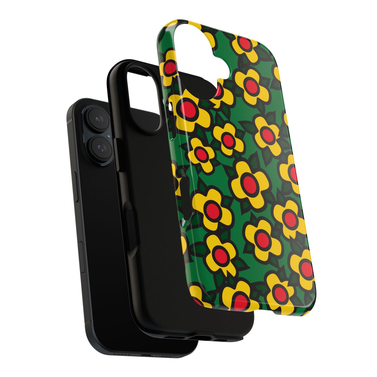 Floral Pop Tough Phone Case — Retro Yellow Red Flower Pattern