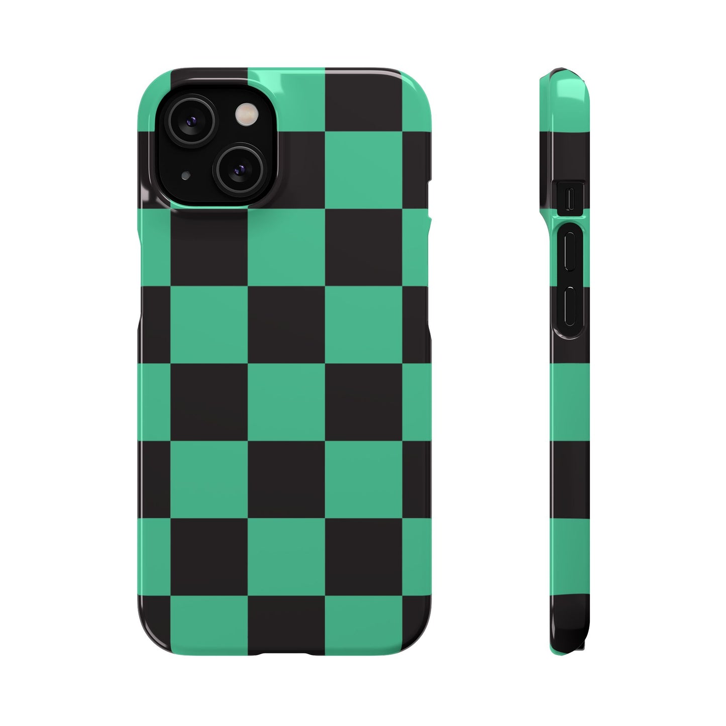 Checkered Teal Snap Case — Black & Teal Phone Cover