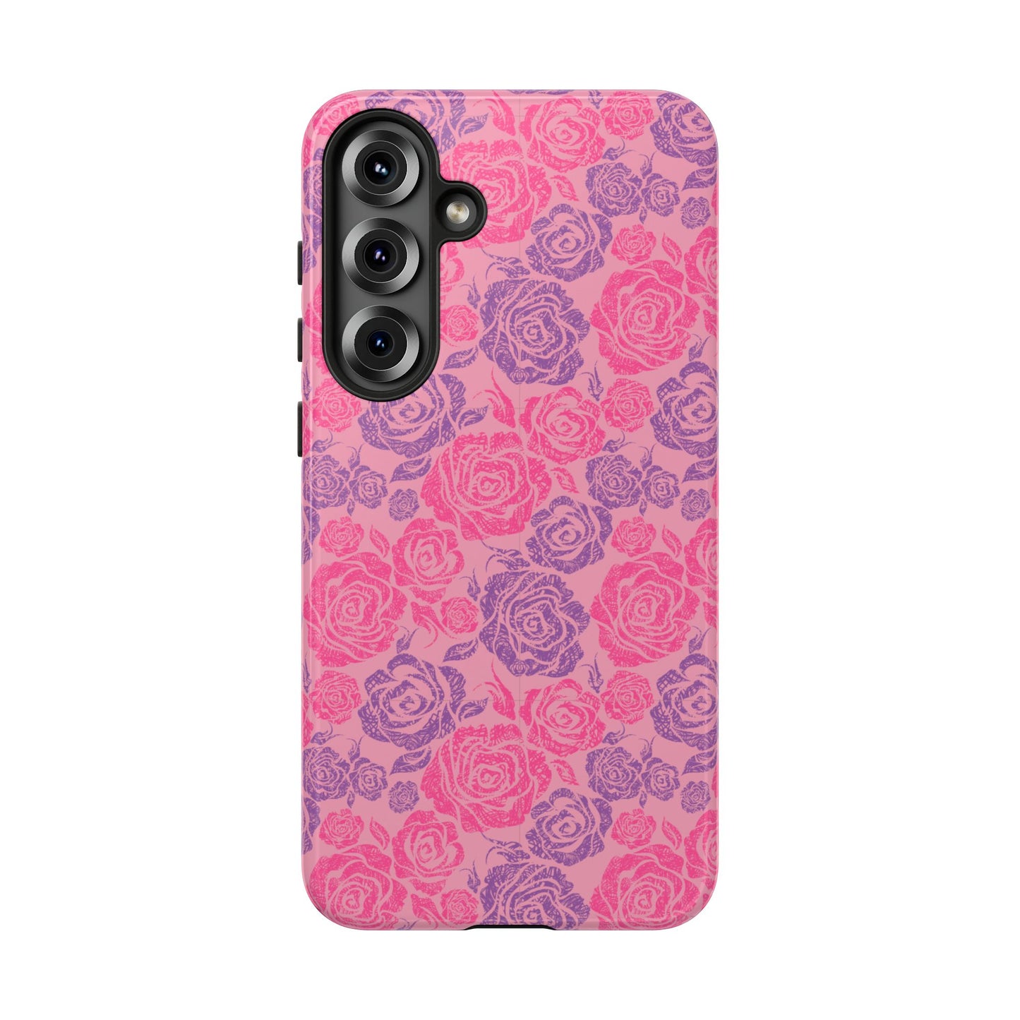 Pink & Lavender Rose Pattern Tough Phone Case