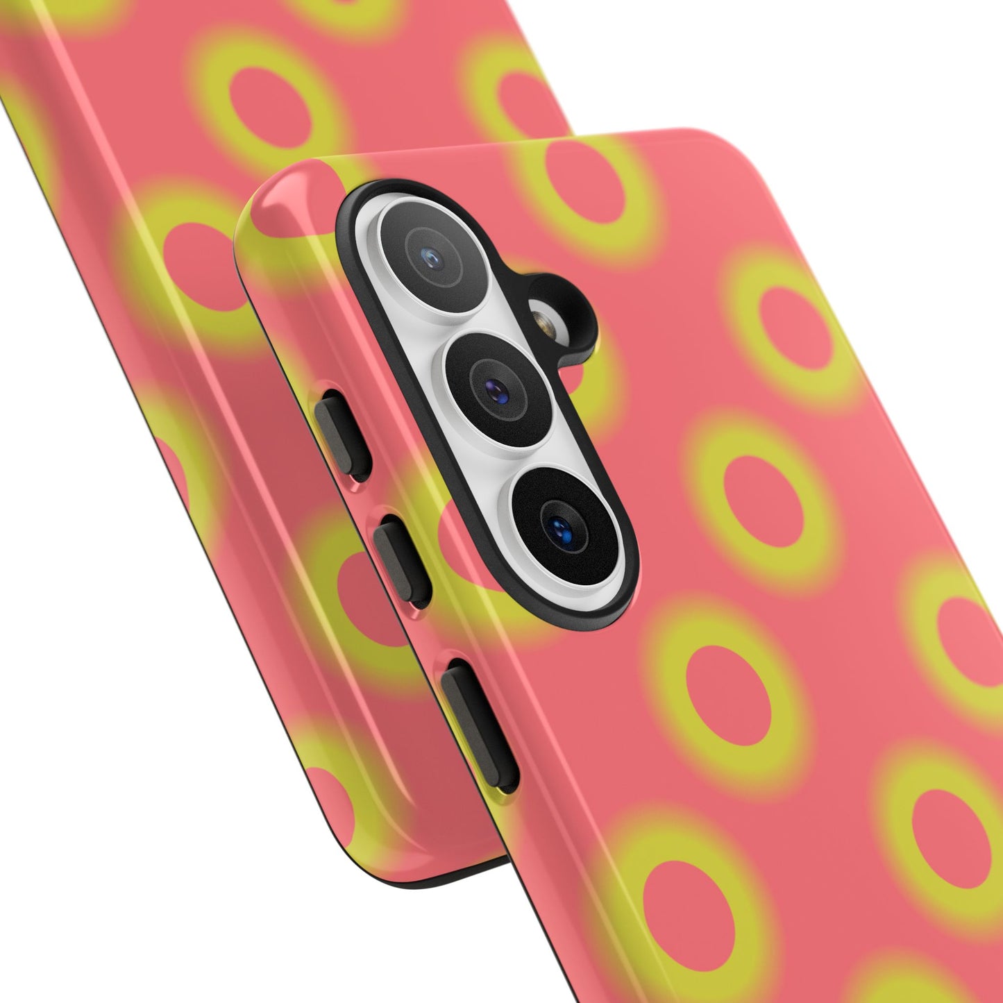 Neon Polka Dot Phone Case — Retro Pink & Lime Protective Cover
