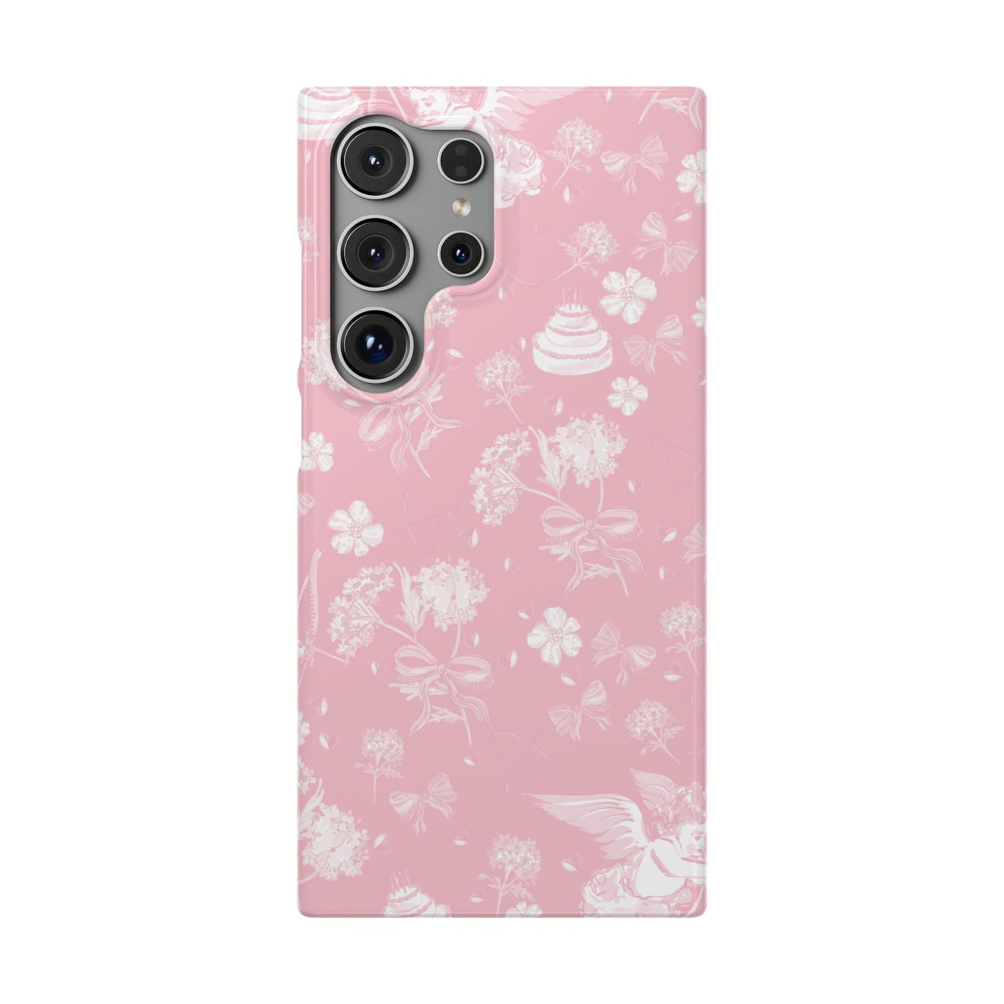 Pink Floral Slim Phone Case for Apple iPhone, Samsung Galaxy and Google Pixel.