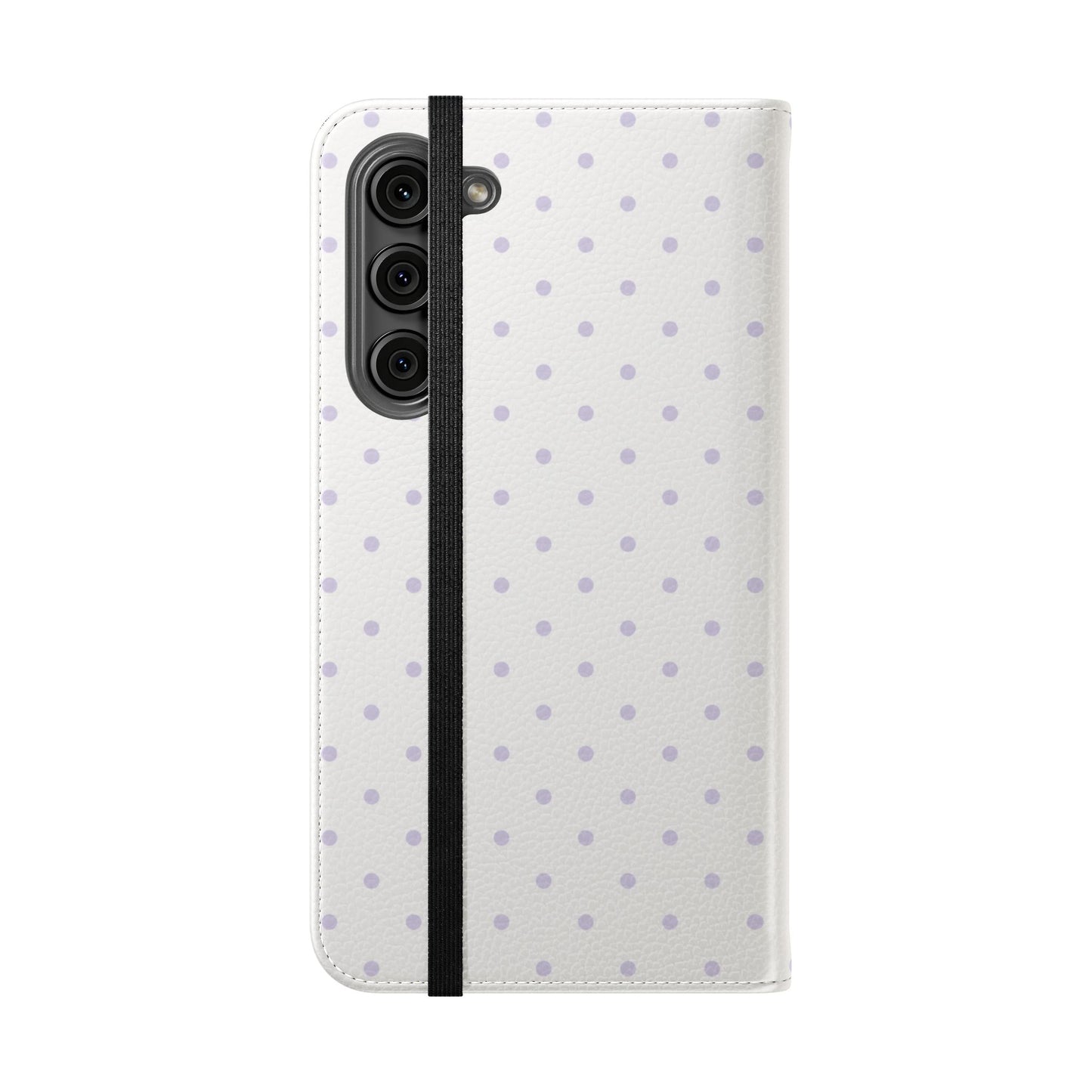 Polka Dot Flip Phone Case — White and Violet Polka Dot Wallet Cover
