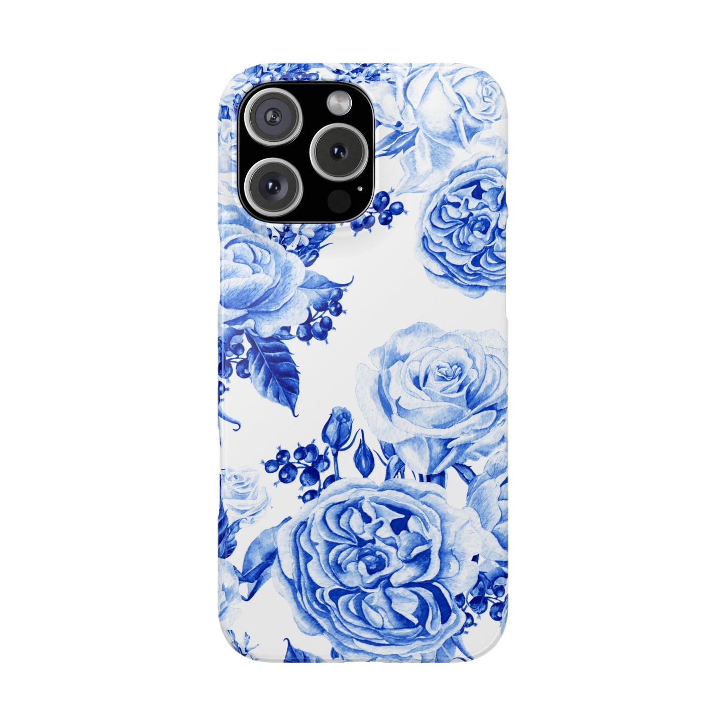Blue Porcelain Floral Snap Phone Case — Vintage Rose Pattern