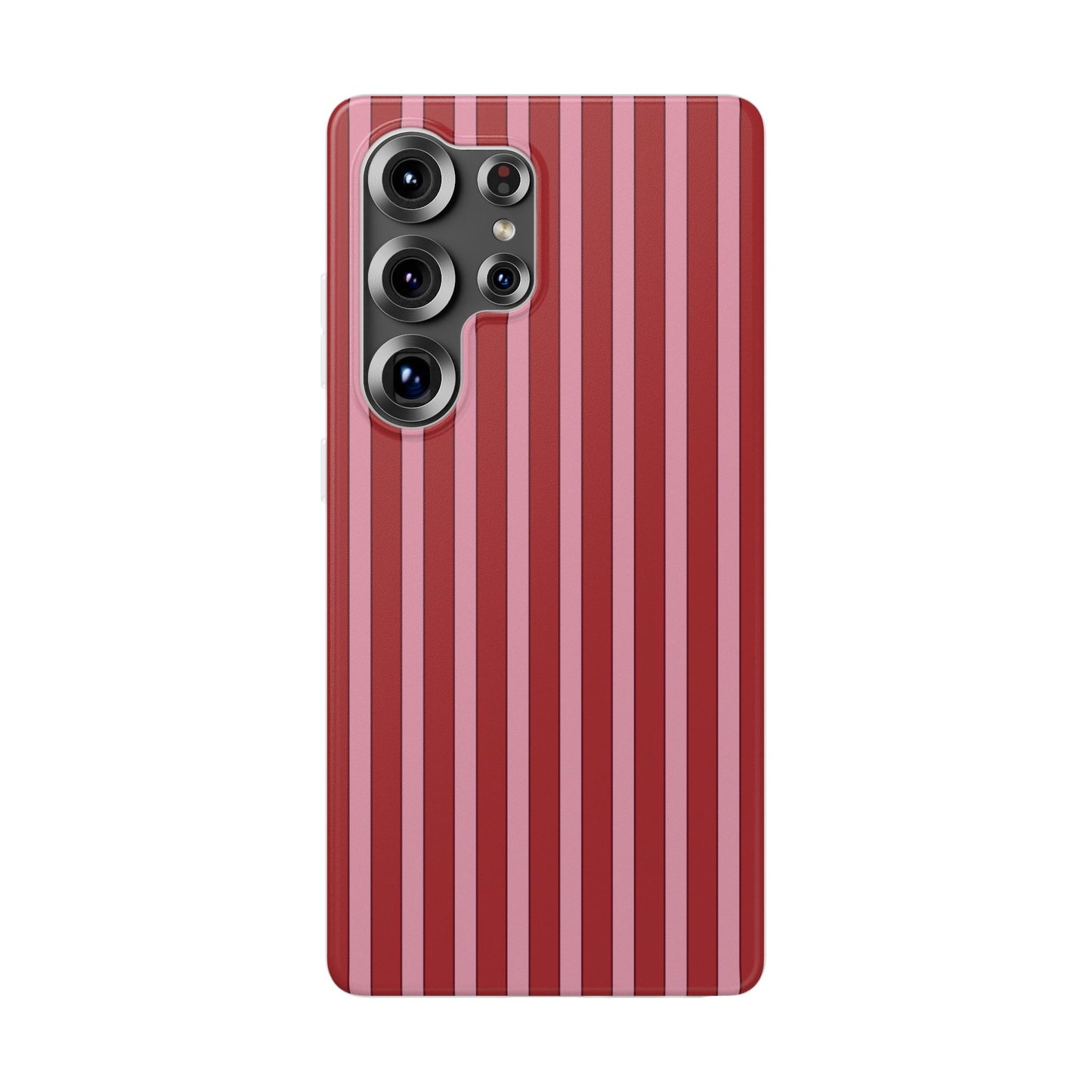 Red Vertical Stripe Protective Flexi Case for Apple iPhone, Samsung Galaxy.