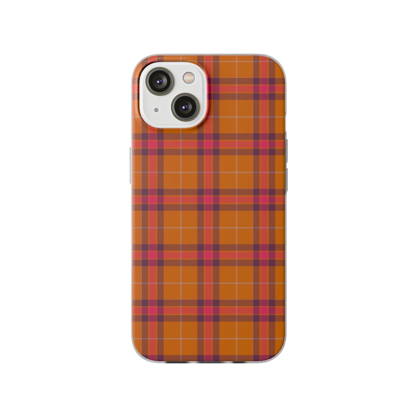 Orange Plaid Flexi Phone Case for Apple iPhone and Samsung Galaxy.