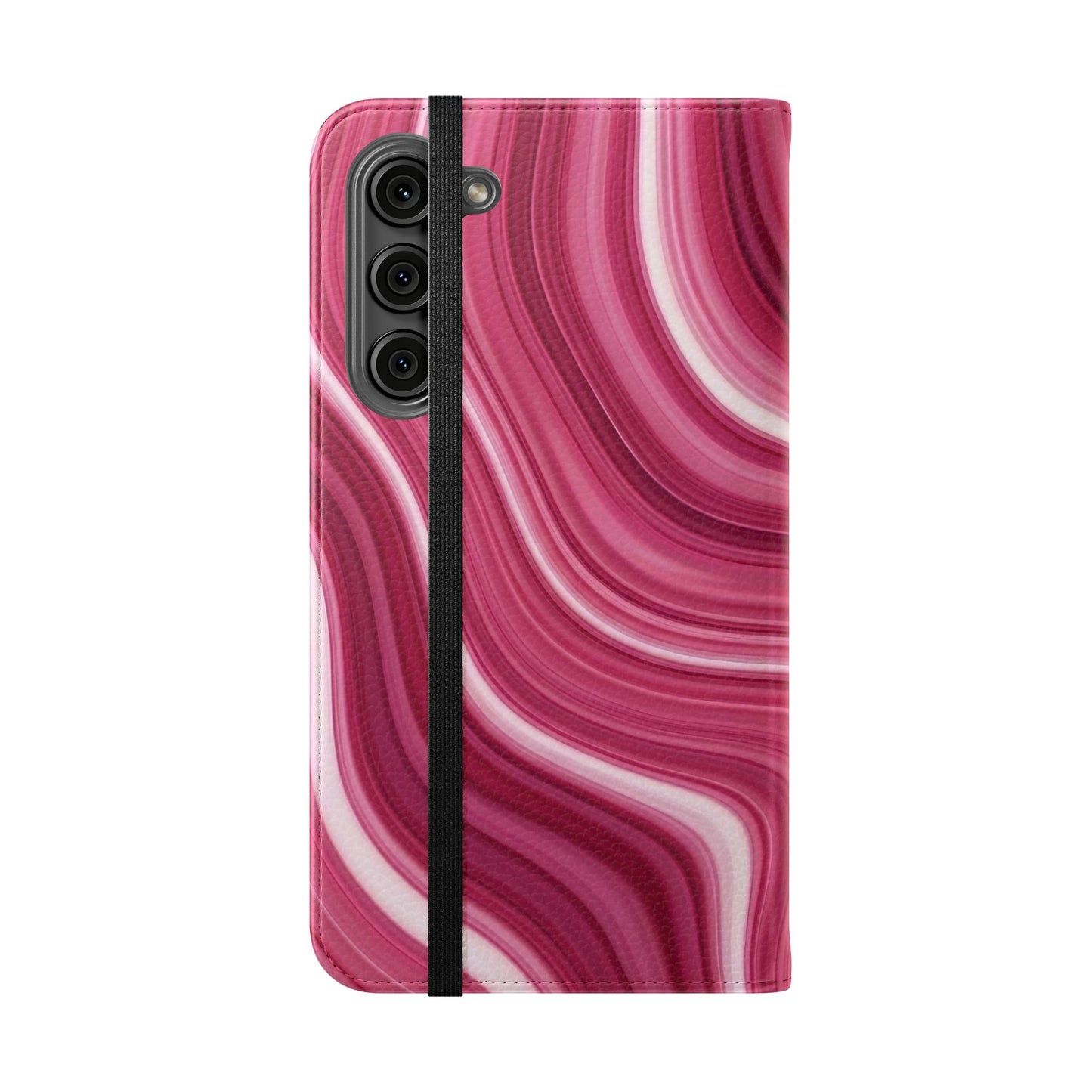 Pink Marble Swirl Flip Case — Wallet Phone Cover with Card Slots