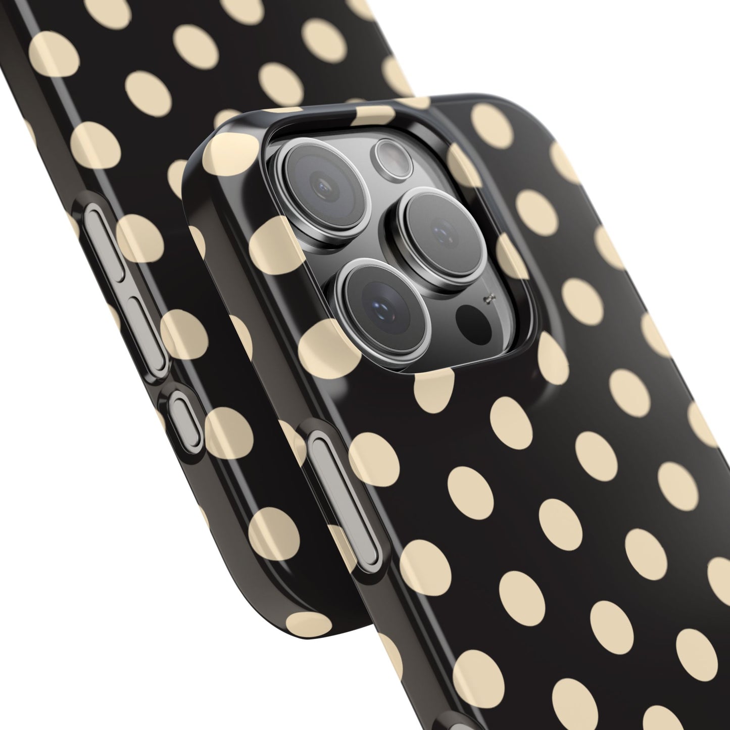 Polka Dot Snap Phone Case — Classic Black & Cream Retro Dots