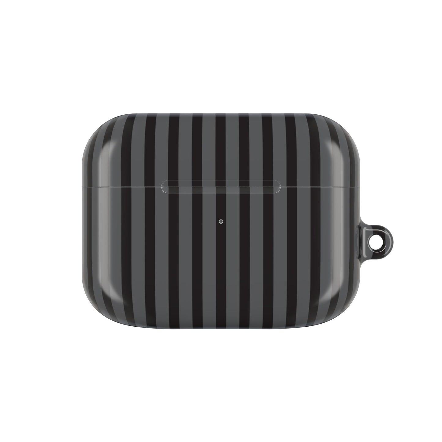 Striped Black AirPod Case – Slim Protective Cover with Keyring Loop