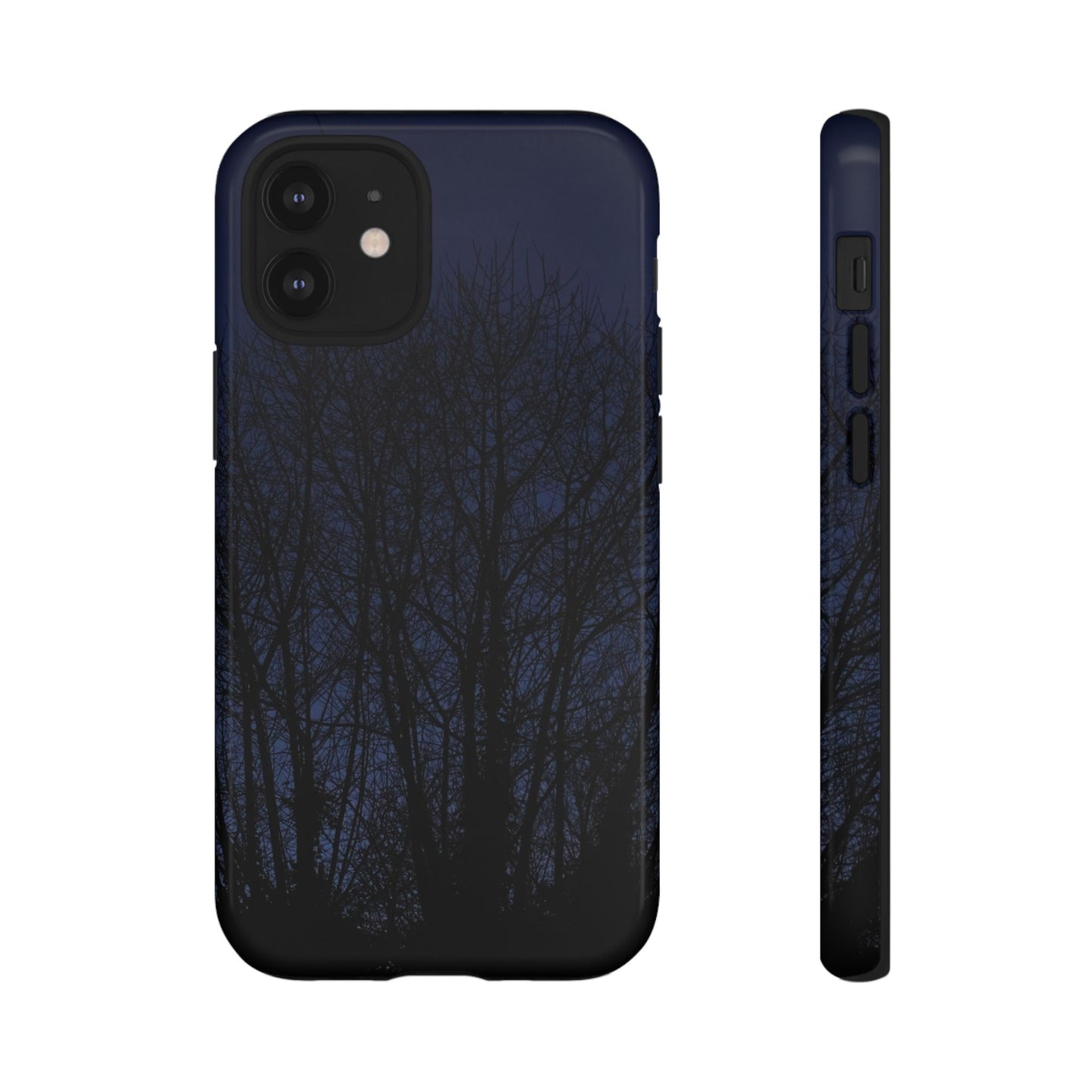 Night Forest Phone Case — Dark Tree Silhouette Protective Tough Case