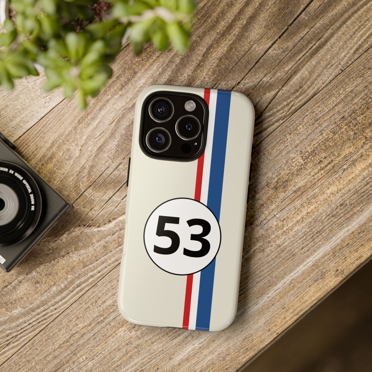 Racing Stripe Personalised Number Tough Phone Case for Apple iPhone, Samsung Galaxy and Google Pixel.