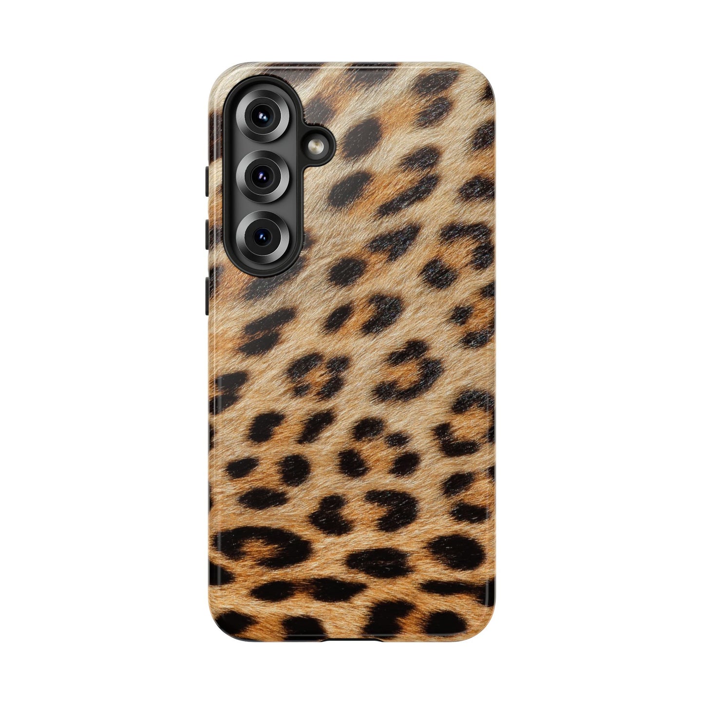 Leopard Print Tough Phone Case — Durable Protective Case with Wild Animal Fur Design