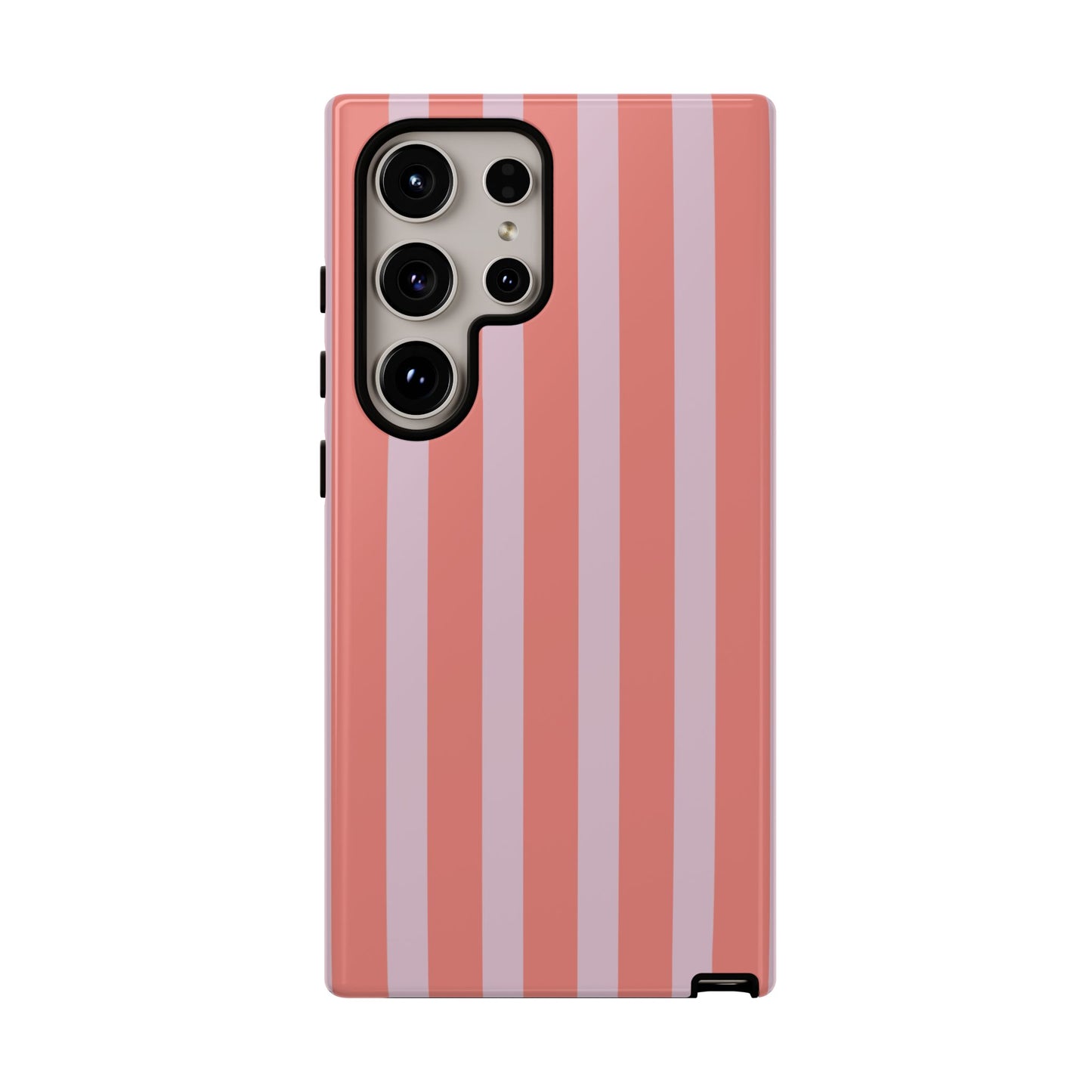 Pink Striped Tough Phone Case — Durable Protective Cover