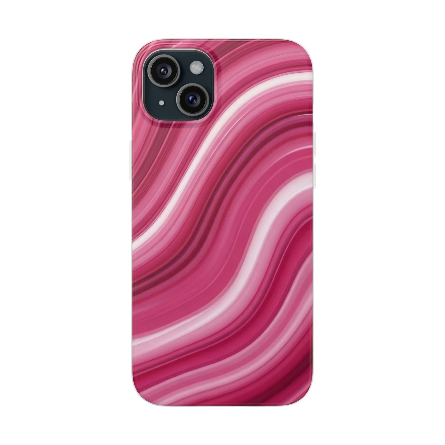 Pink Marble Wave Phone Case — Abstract Swirl Flexi Case for Apple iPhone, Samsung Galaxy.