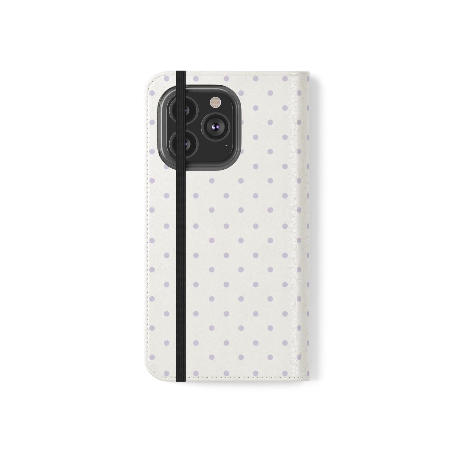 Polka Dot Flip Phone Case — White and Violet Polka Dot Wallet Cover