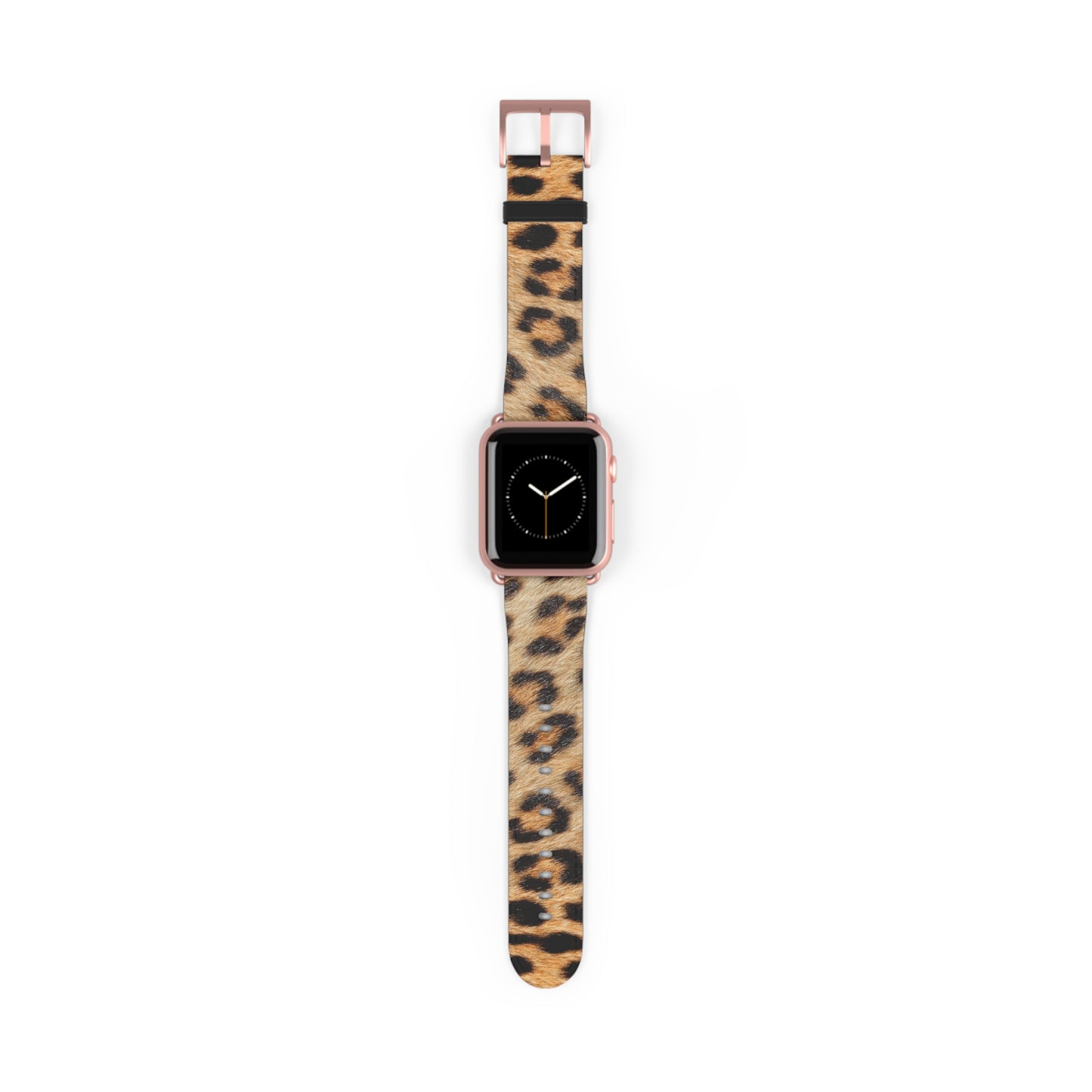 Leopard fur Apple Watch band in faux leather, big cat pattern, stylish gift for her, stainless steel buckle