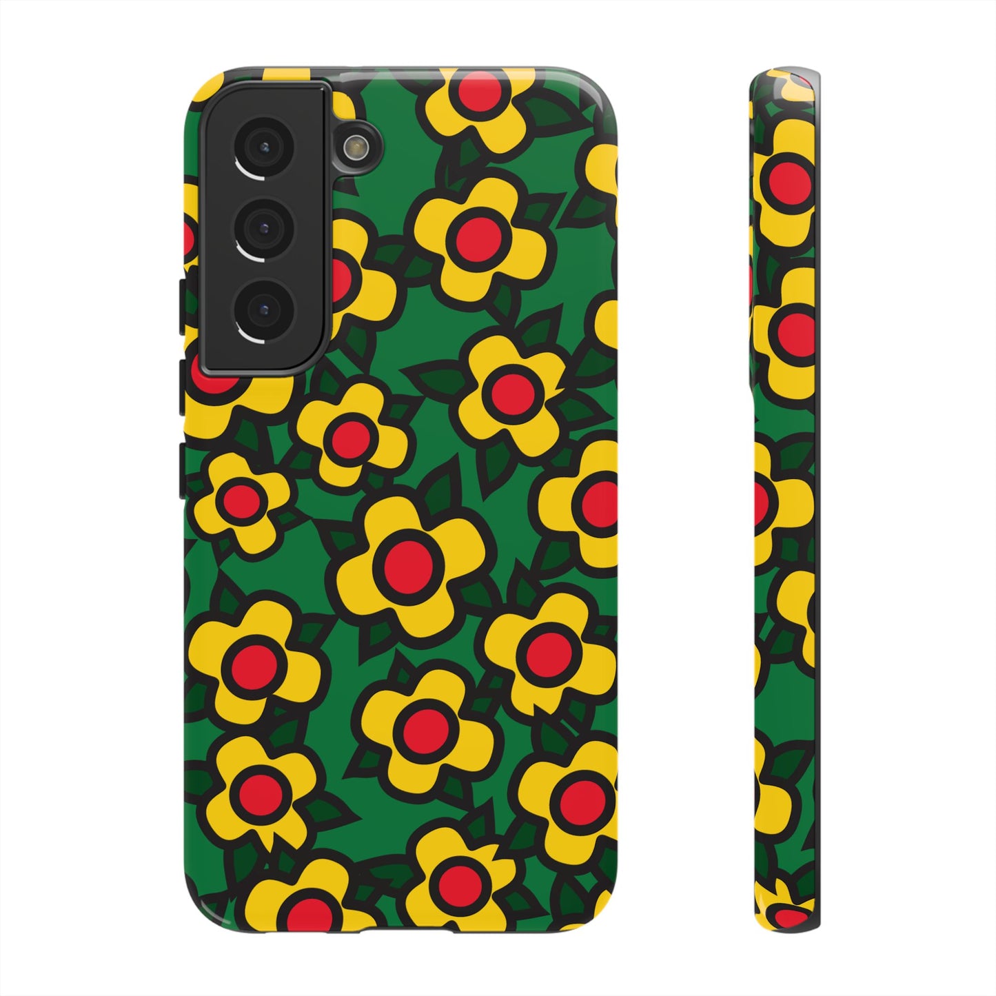 Floral Pop Tough Phone Case — Retro Yellow Red Flower Pattern