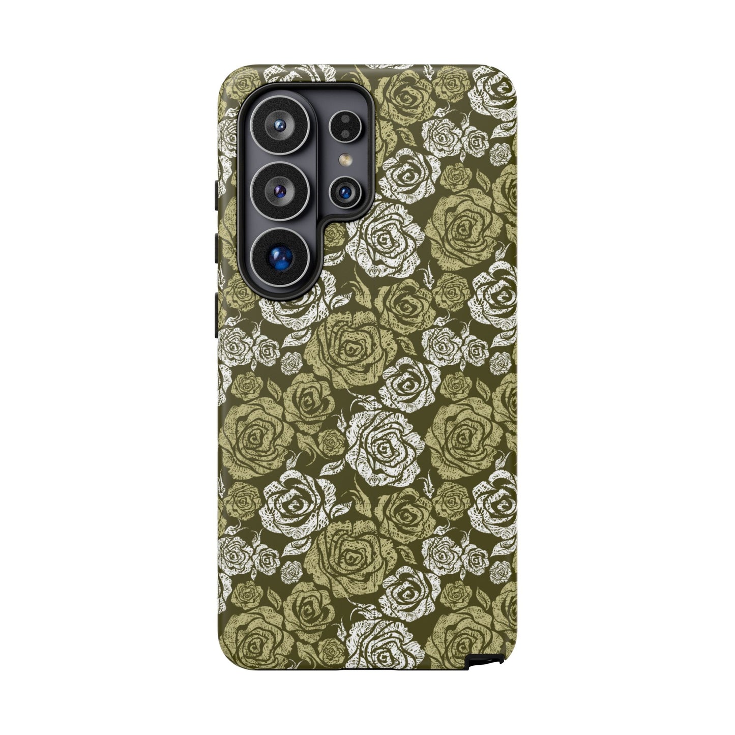 Floral Olive Rose Pattern Tough Phone Case