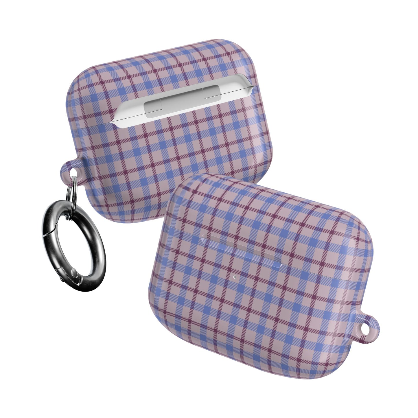 Blue and Burgundy Tartan AirPod Case — Classic Blue and Burgundy Plaid Protective Cover