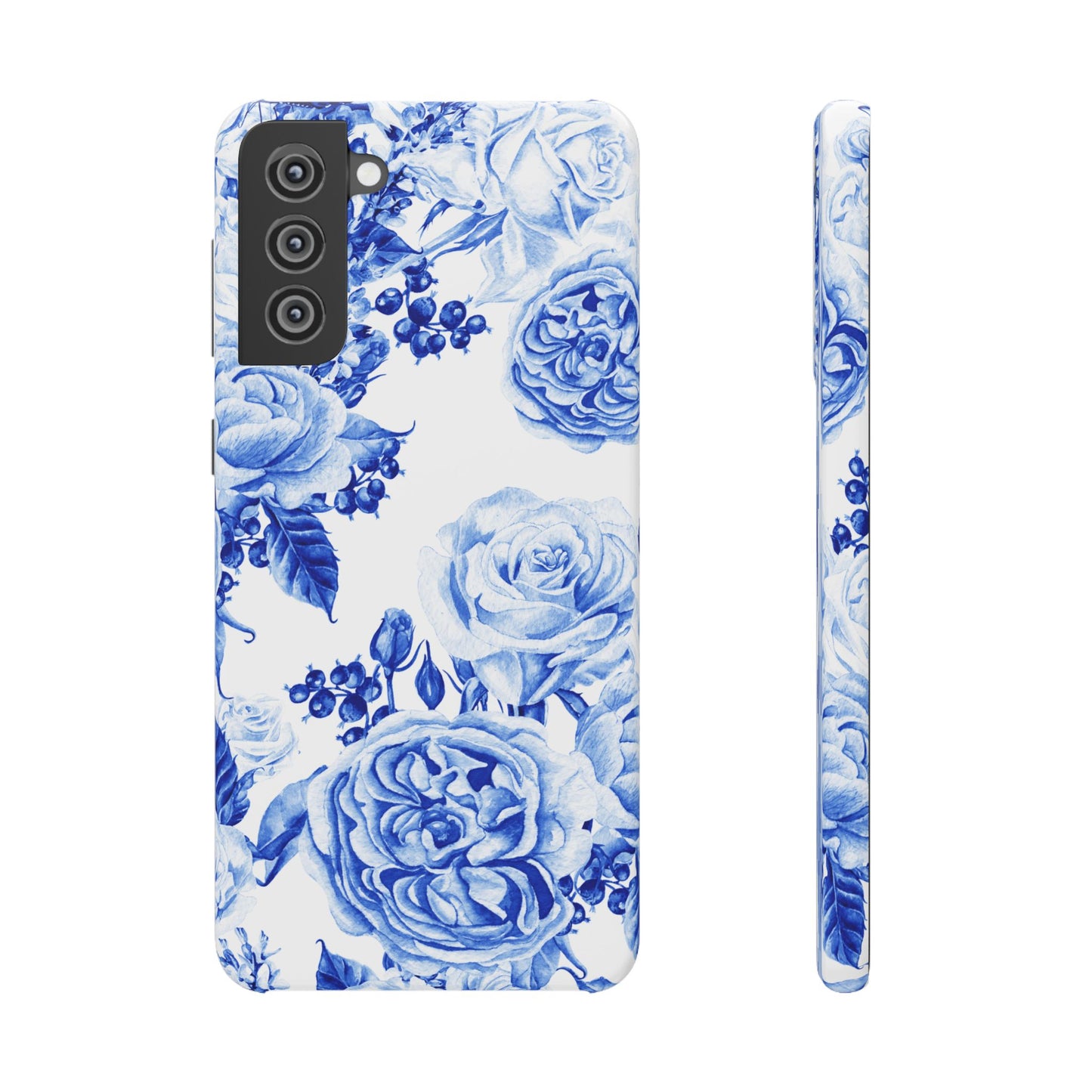 Blue Porcelain Floral Snap Phone Case — Vintage Rose Pattern