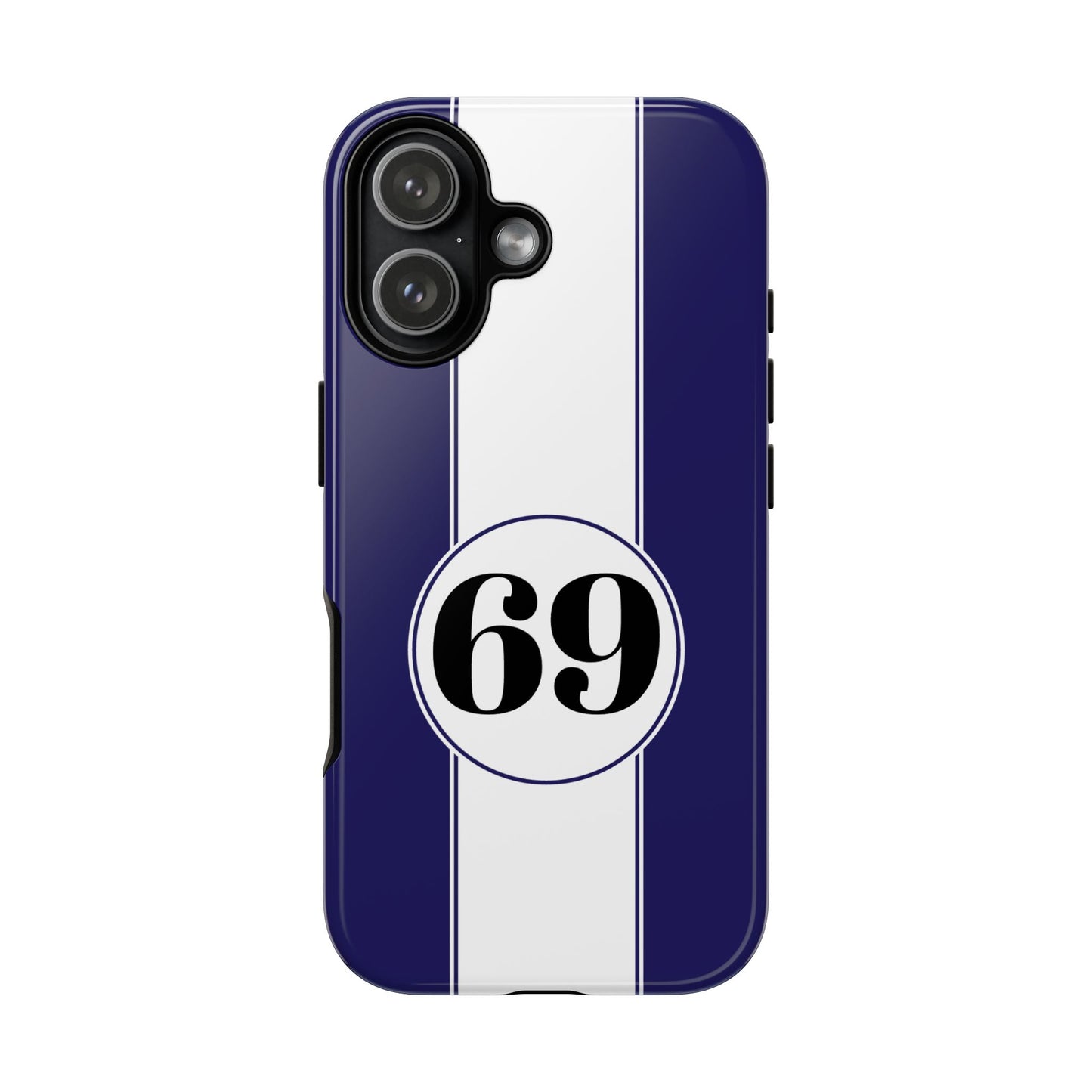 Custom Number Racing Stripe Tough Phone Case for Apple iPhone, Samsung Galaxy and Google Pixel.