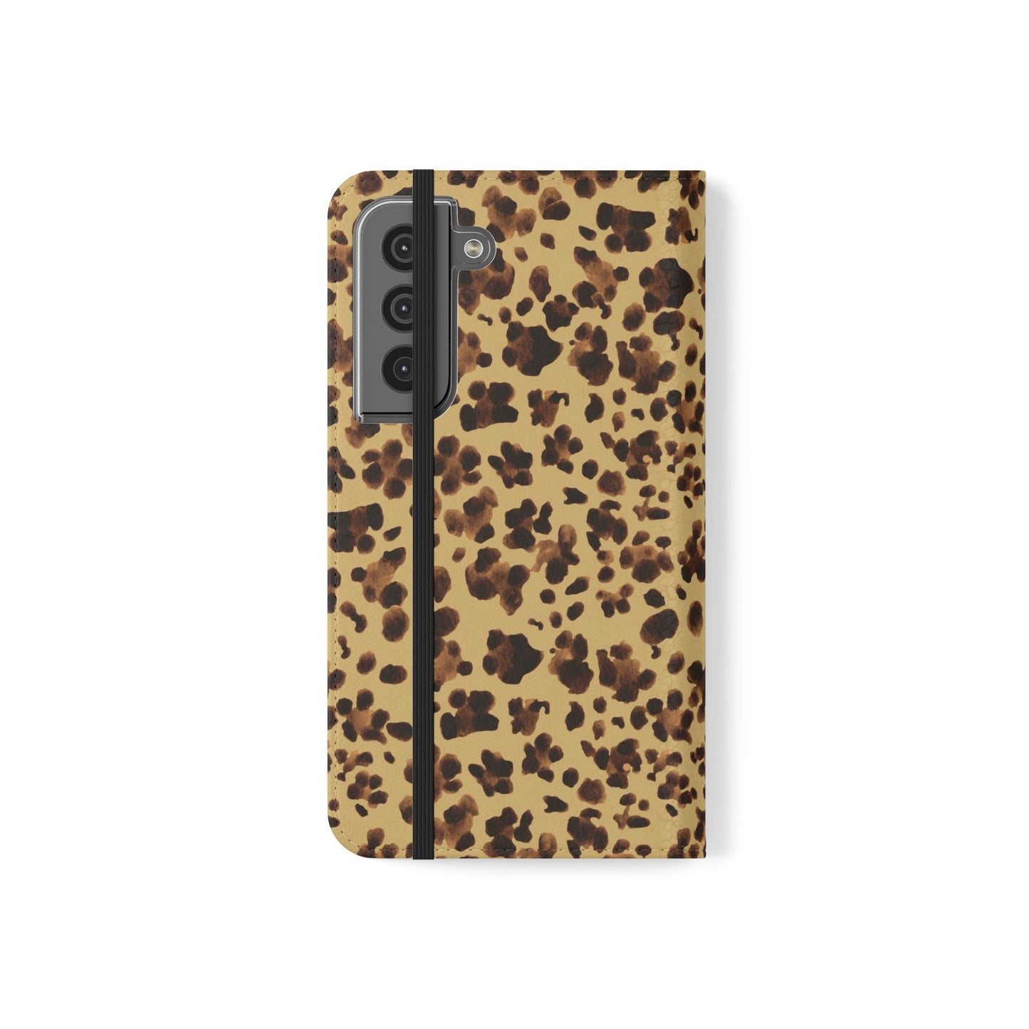 Leopard Print watercolour Flip Phone Case - Stylish Wallet Folio Cover with Card Slots
