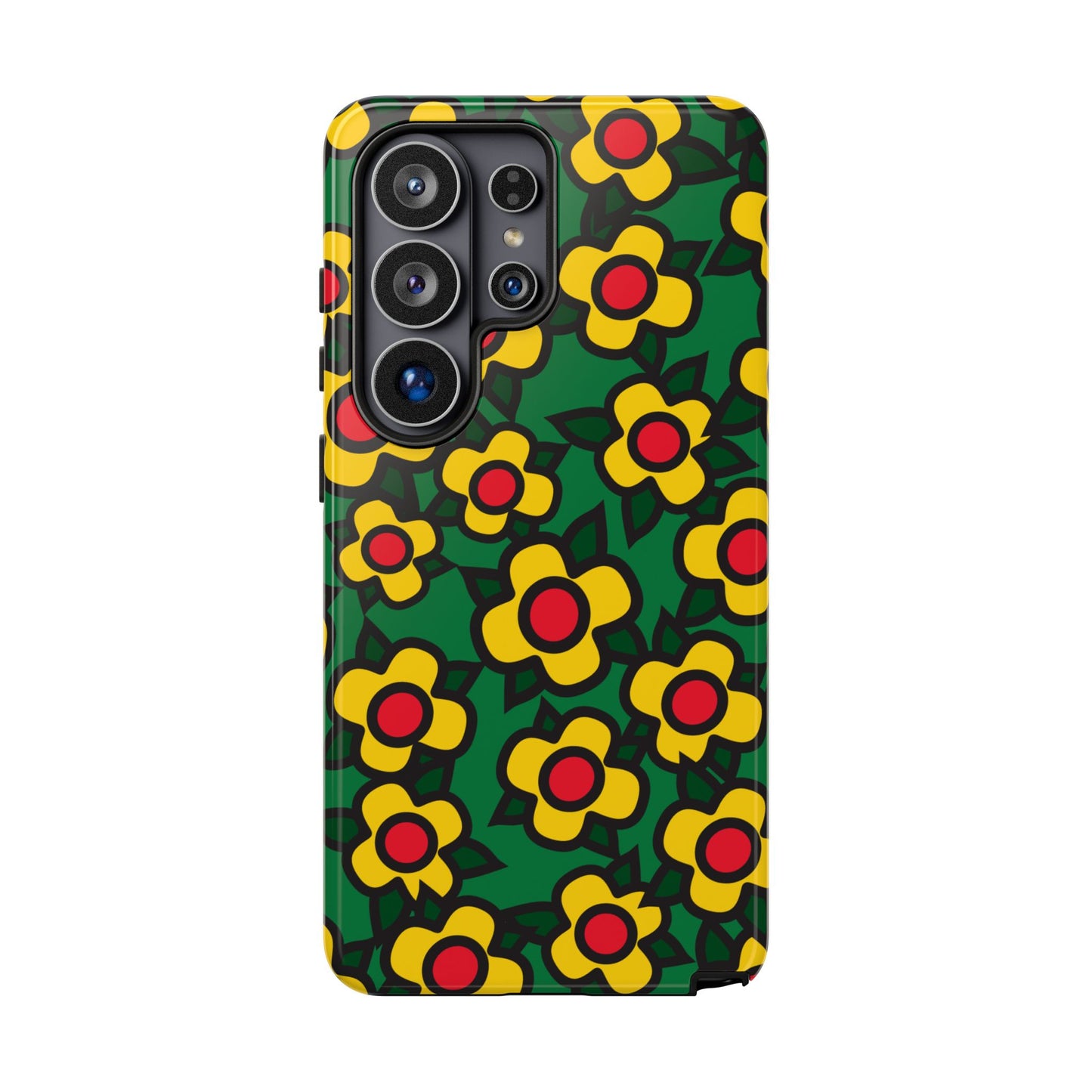 Floral Pop Tough Phone Case — Retro Yellow Red Flower Pattern