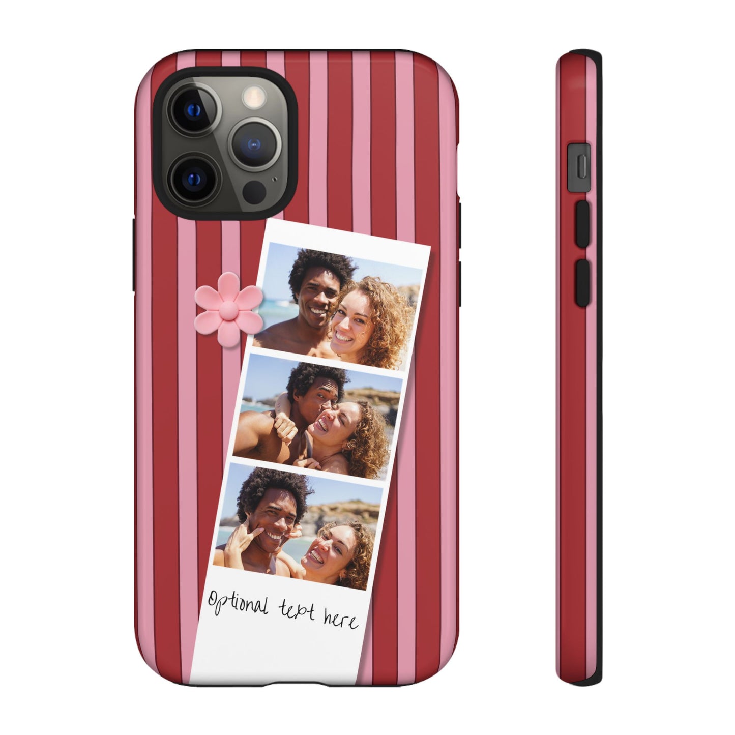 Customisable Three Photo Personalised Collage Tough Phone Case for Apple iPhone, Samsung Galaxy and Google Pixel.