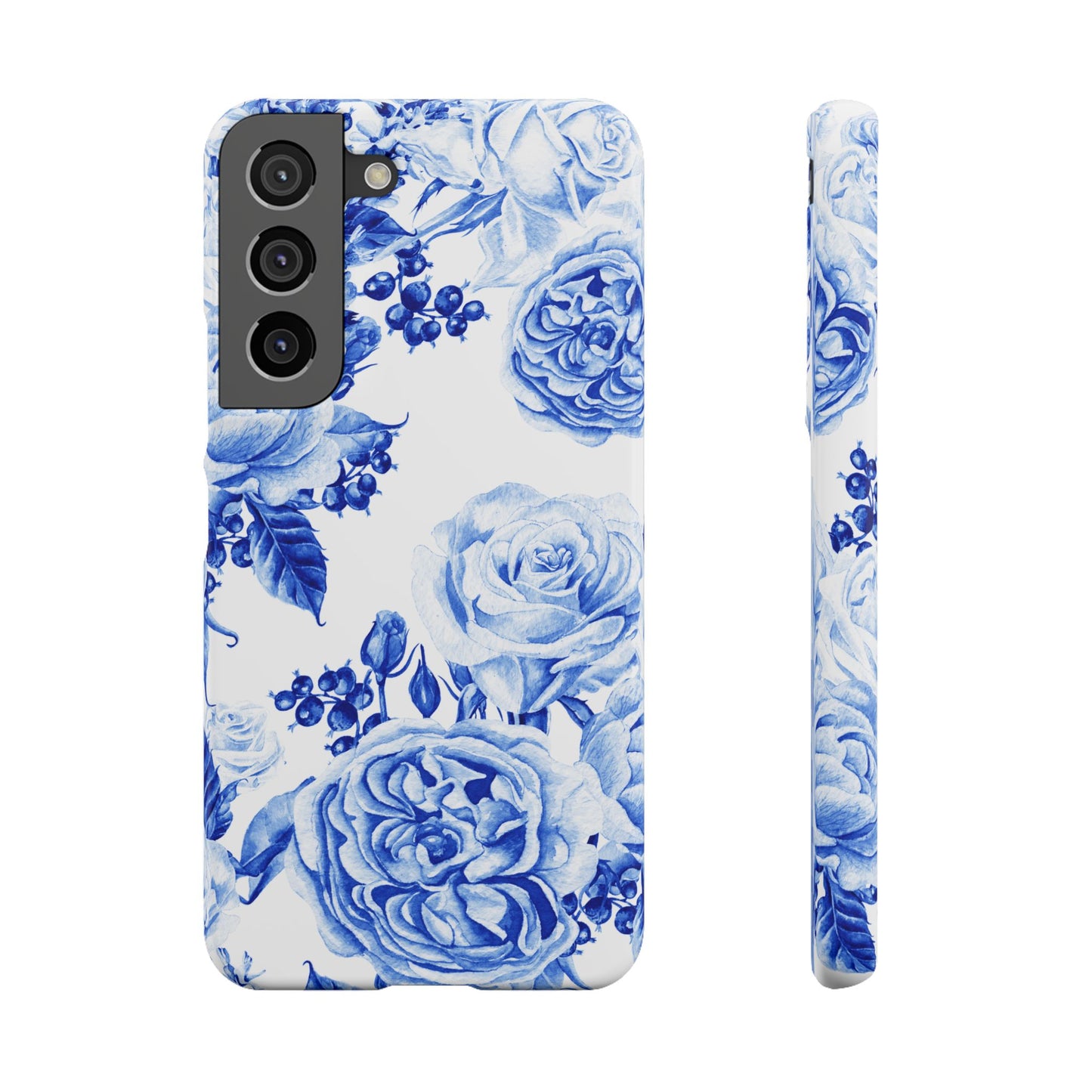 Blue Porcelain Floral Snap Phone Case — Vintage Rose Pattern
