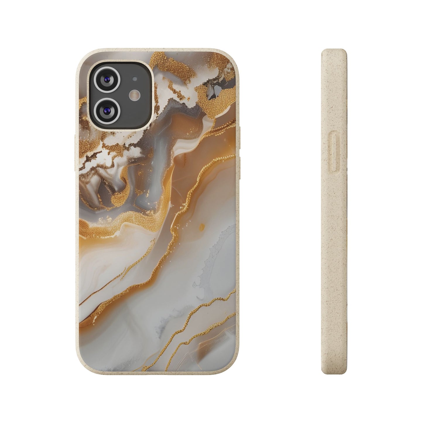 Biodegradable Marble Phone Case — Earth-Tone Agate, Eco-Friendly Phone Cover for Apple iPhone and Samsung Galaxy.