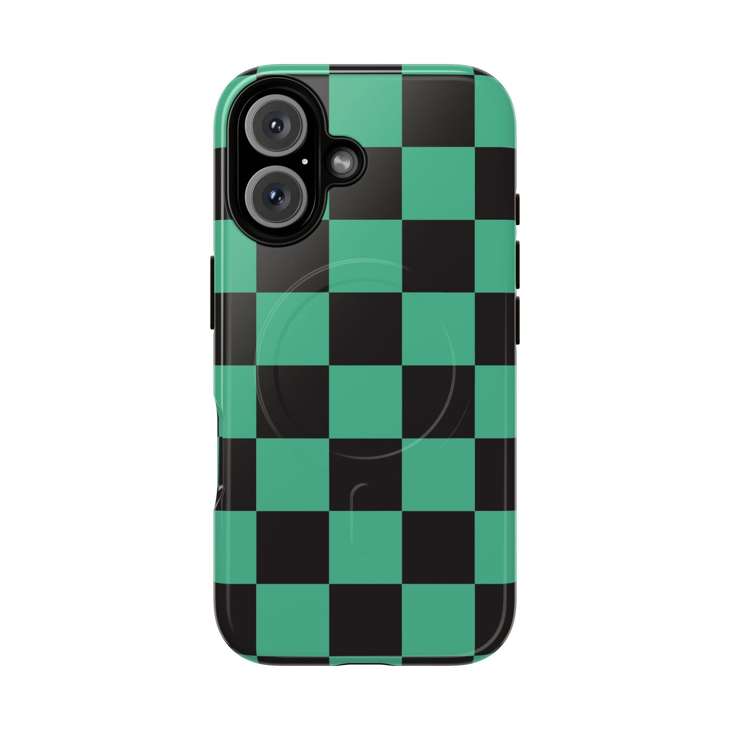 Tanjiro Magnetic Phone Case — Green and Black Chequered Tough Protective MagSafe Case