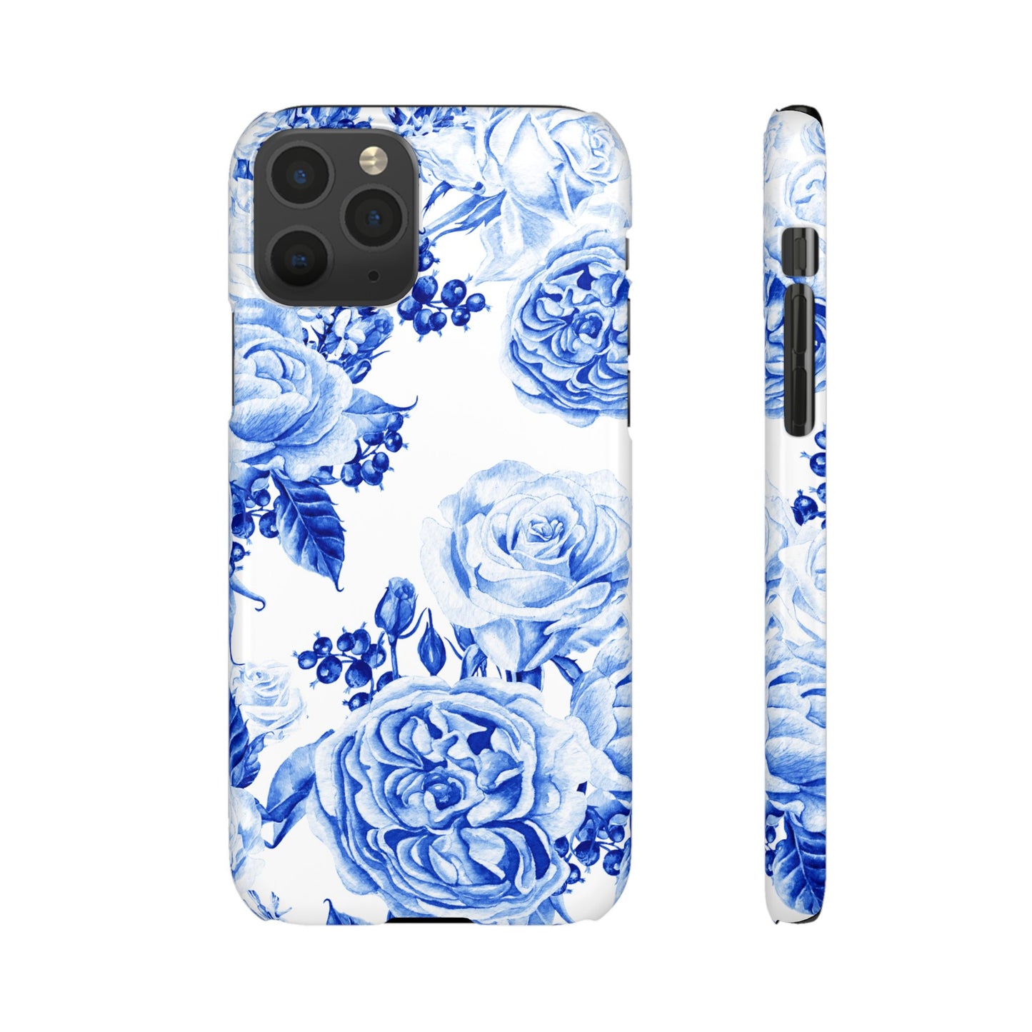 Blue Porcelain Floral Snap Phone Case — Vintage Rose Pattern